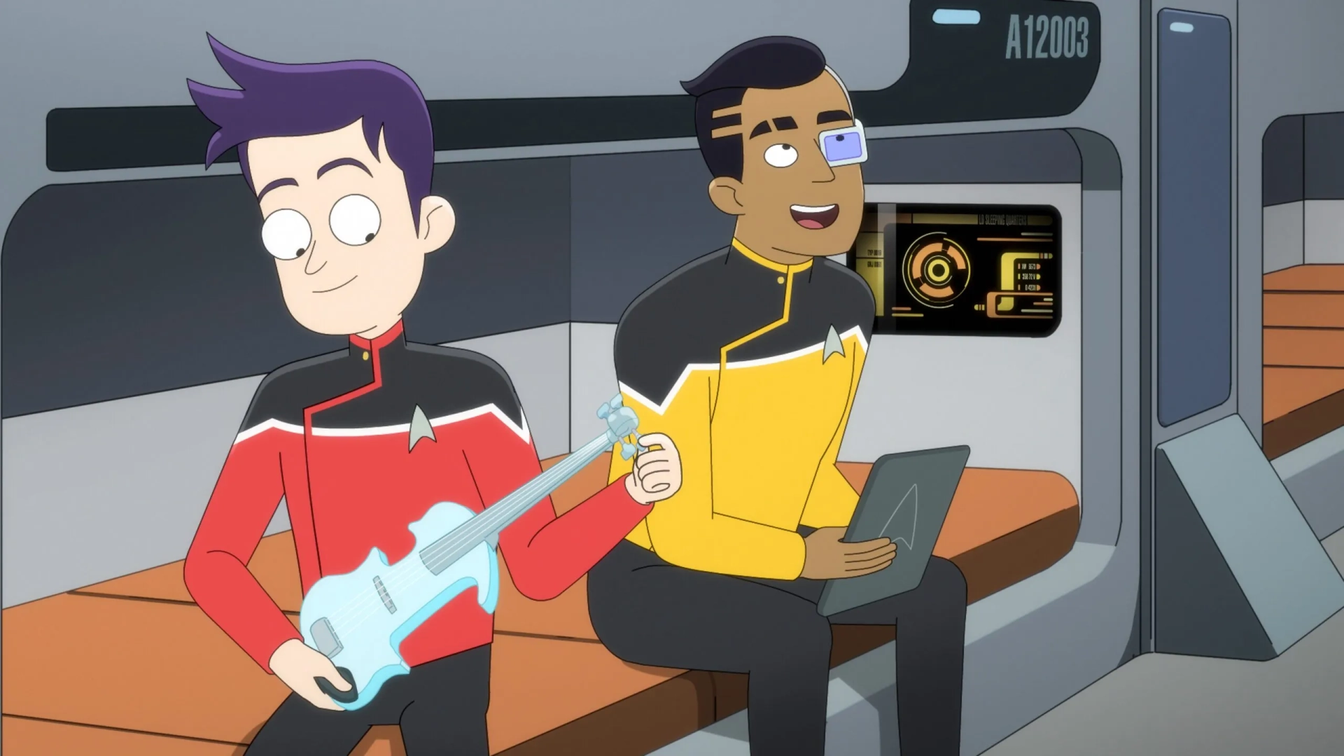 Eugene Cordero and Jack Quaid in Star Trek: Lower Decks: Room for Growth (2022)