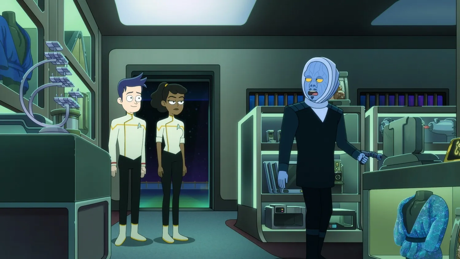 Tom Kenny, Jack Quaid, and Tawny Newsome in Star Trek: Lower Decks (2020)