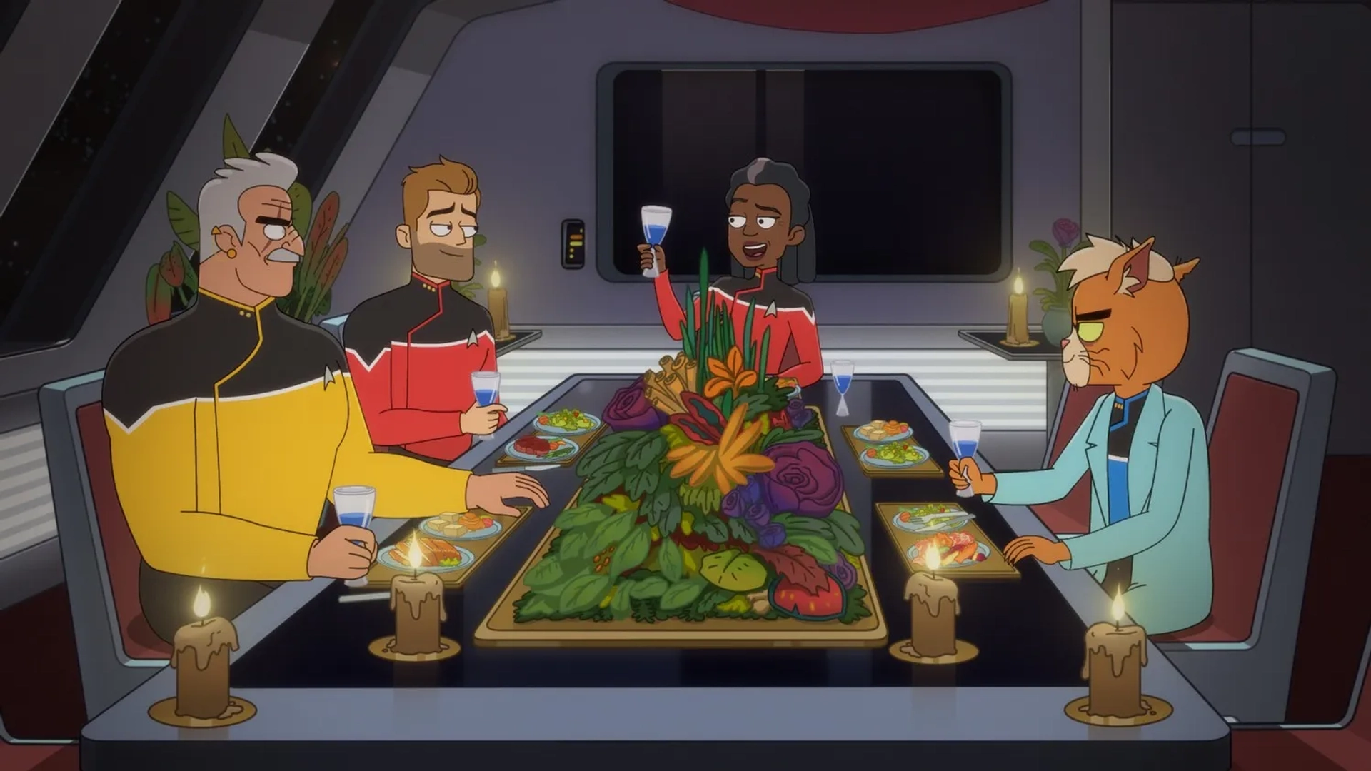 Jerry O'Connell, Dawnn Lewis, Fred Tatasciore, and Gillian Vigman in Star Trek: Lower Decks (2020)