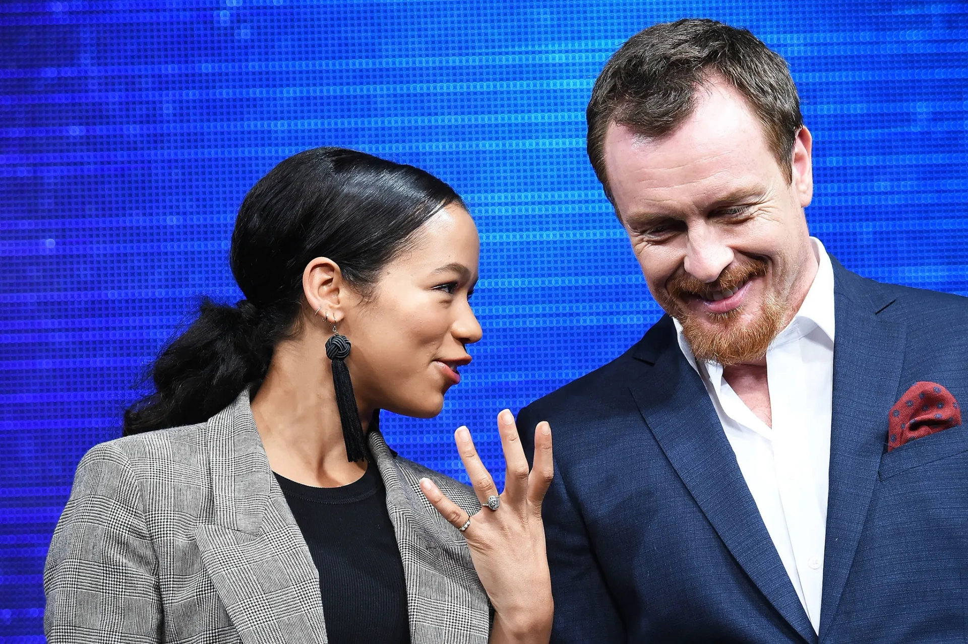 Toby Stephens and Taylor Russell at an event for Lost in Space (2018)