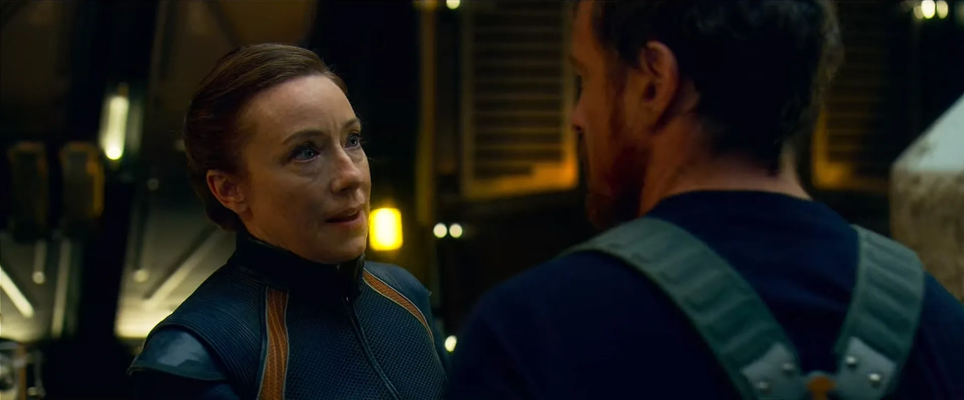 Molly Parker and Toby Stephens in Lost in Space: Contact (2021)