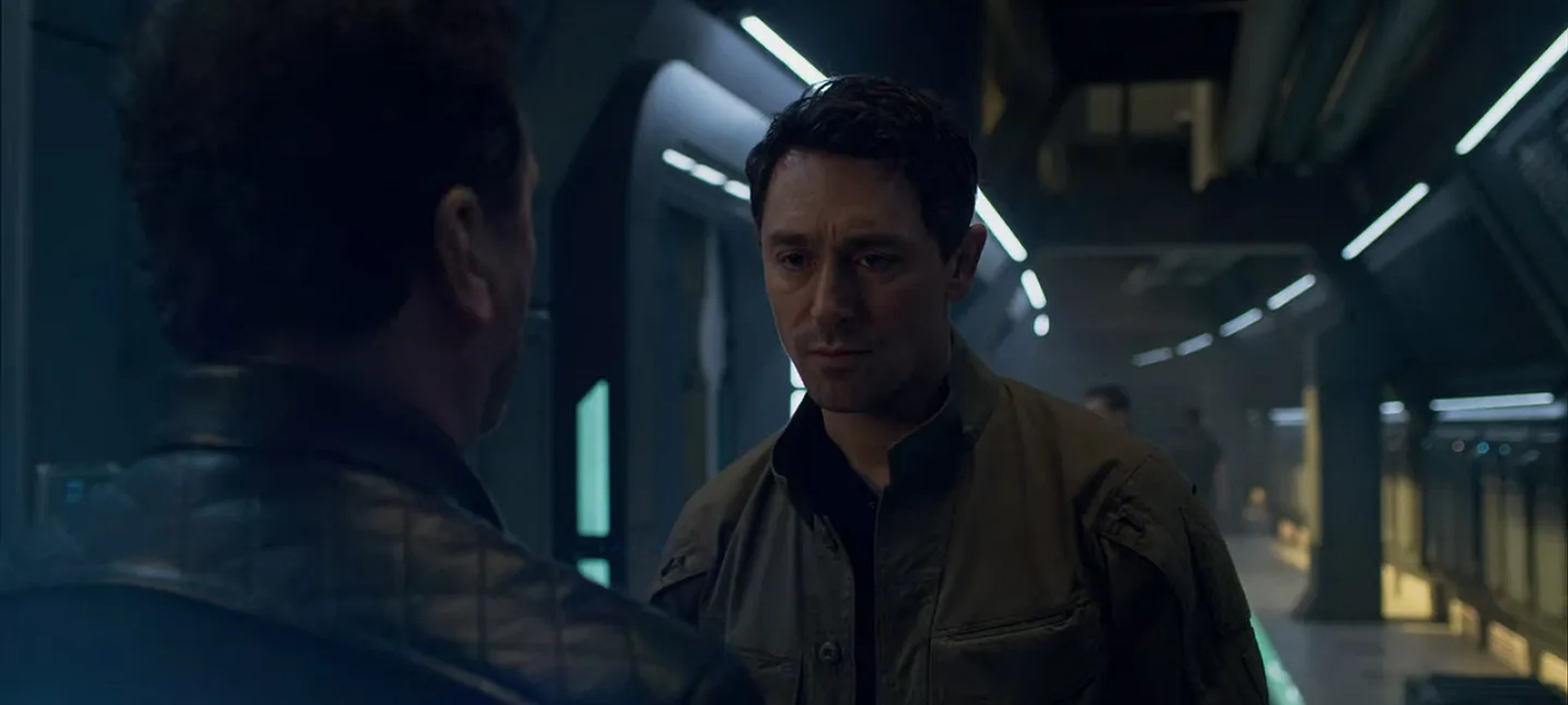 JJ Feild and Douglas Hodge in Lost in Space (2018)