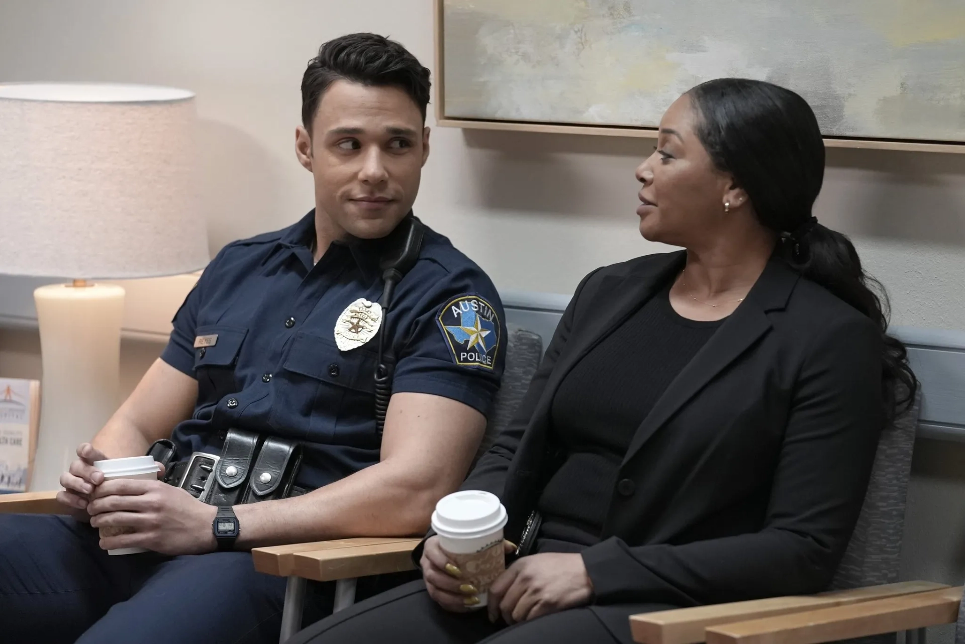 Tamala Jones and Rafael L. Silva in 9-1-1: Lone Star (2020)