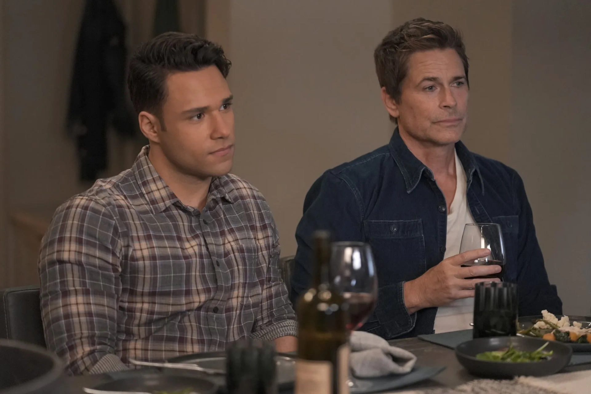 Rob Lowe and Rafael L. Silva in 9-1-1: Lone Star (2020)