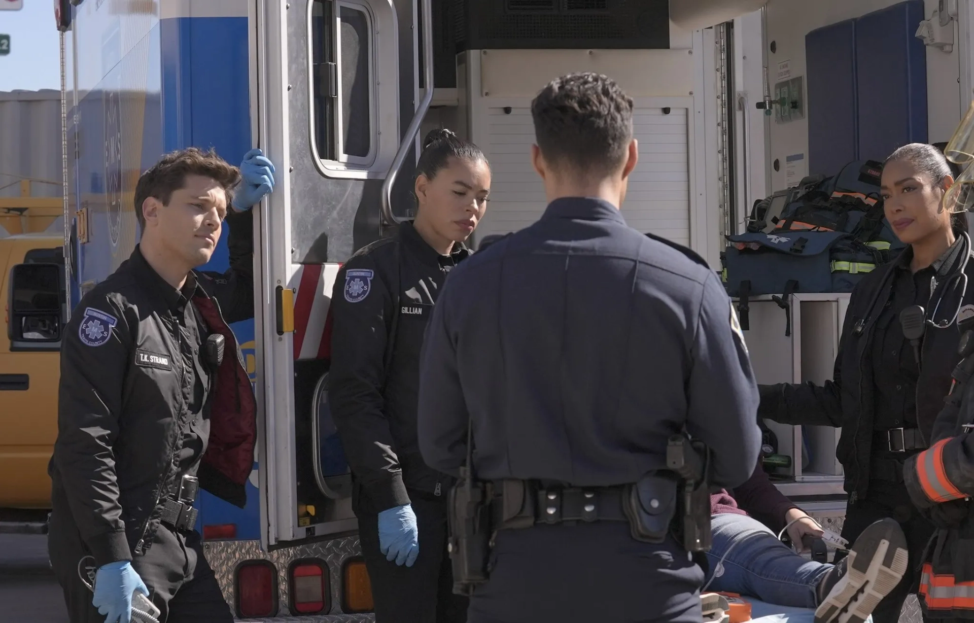 Gina Torres, Ronen Rubinstein, and Brianna Baker in 9-1-1: Lone Star (2020)