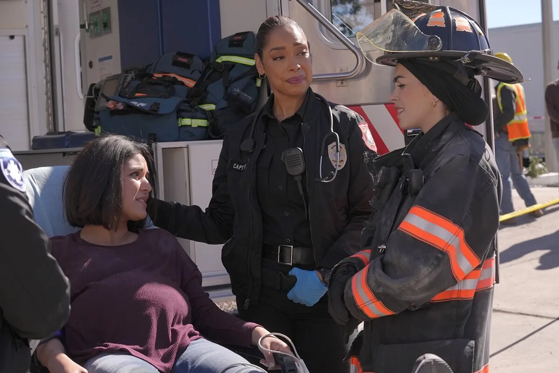 Gina Torres, Niousha Noor, and Natacha Karam in 9-1-1: Lone Star (2020)