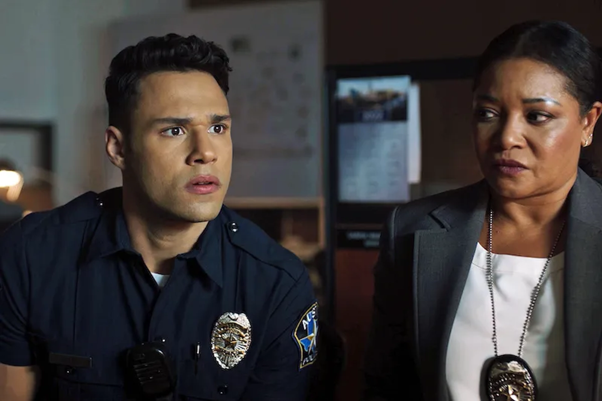 Tamala Jones and Rafael L. Silva in 9-1-1: Lone Star (2020)