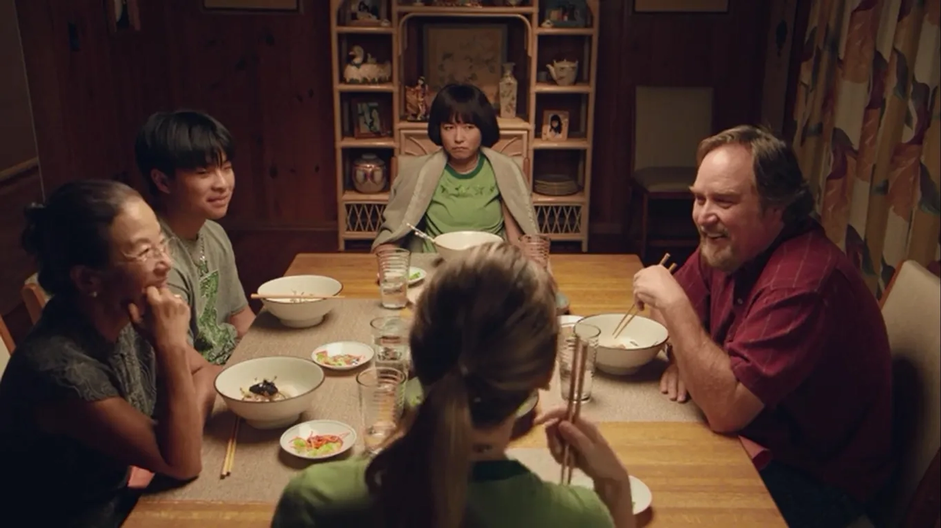 Richard Karn, Dallas Liu, Maya Erskine, and Mutsuko Erskine in PEN15 (2019)