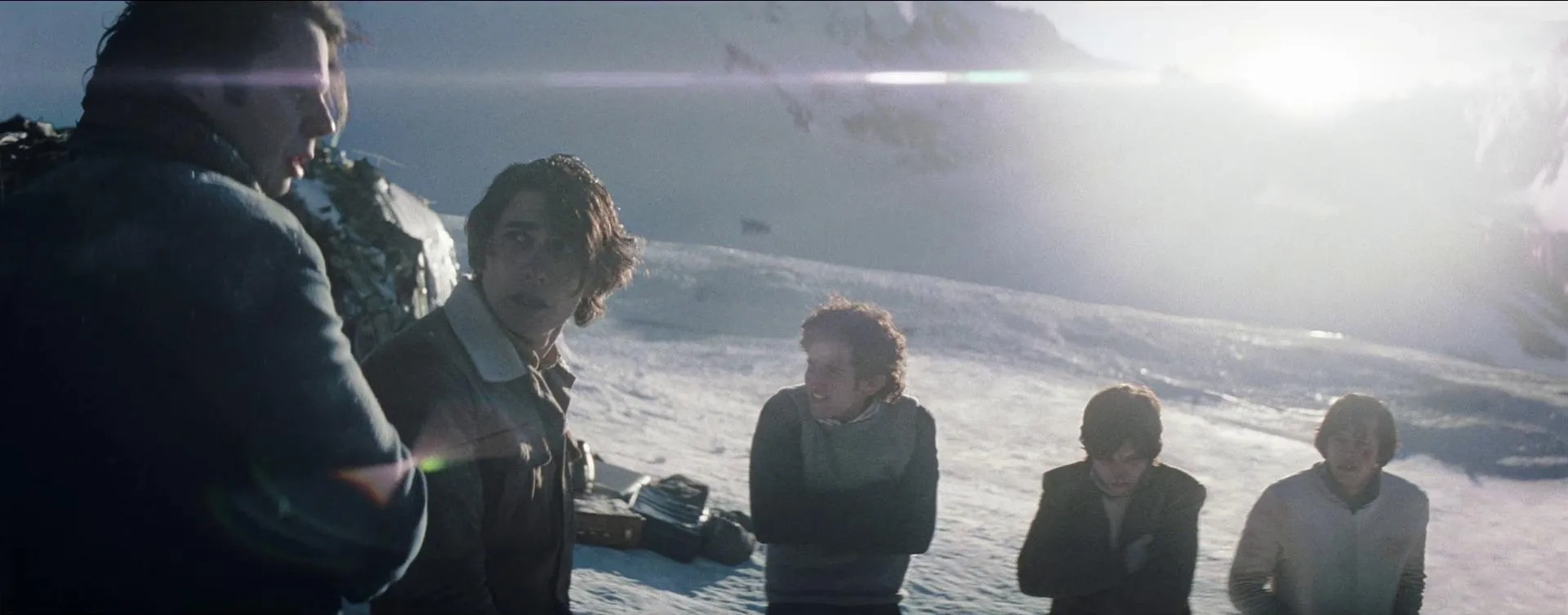 Matías Recalt, Enzo Vogrincic, Tomas Wolf, and Diego Vegezzi in Society of the Snow (2023)