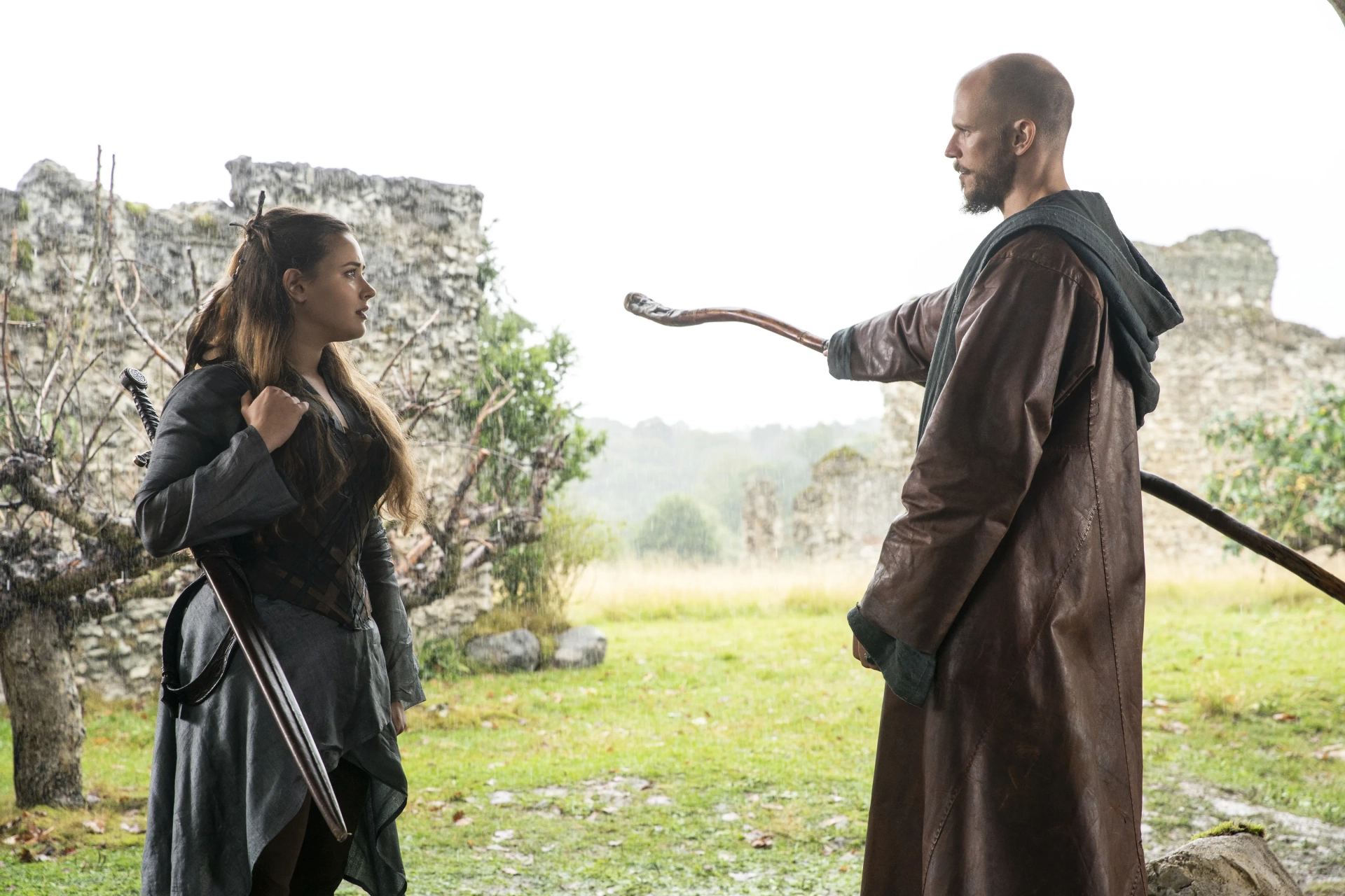 Gustaf Skarsgård and Katherine Langford in Cursed (2020)