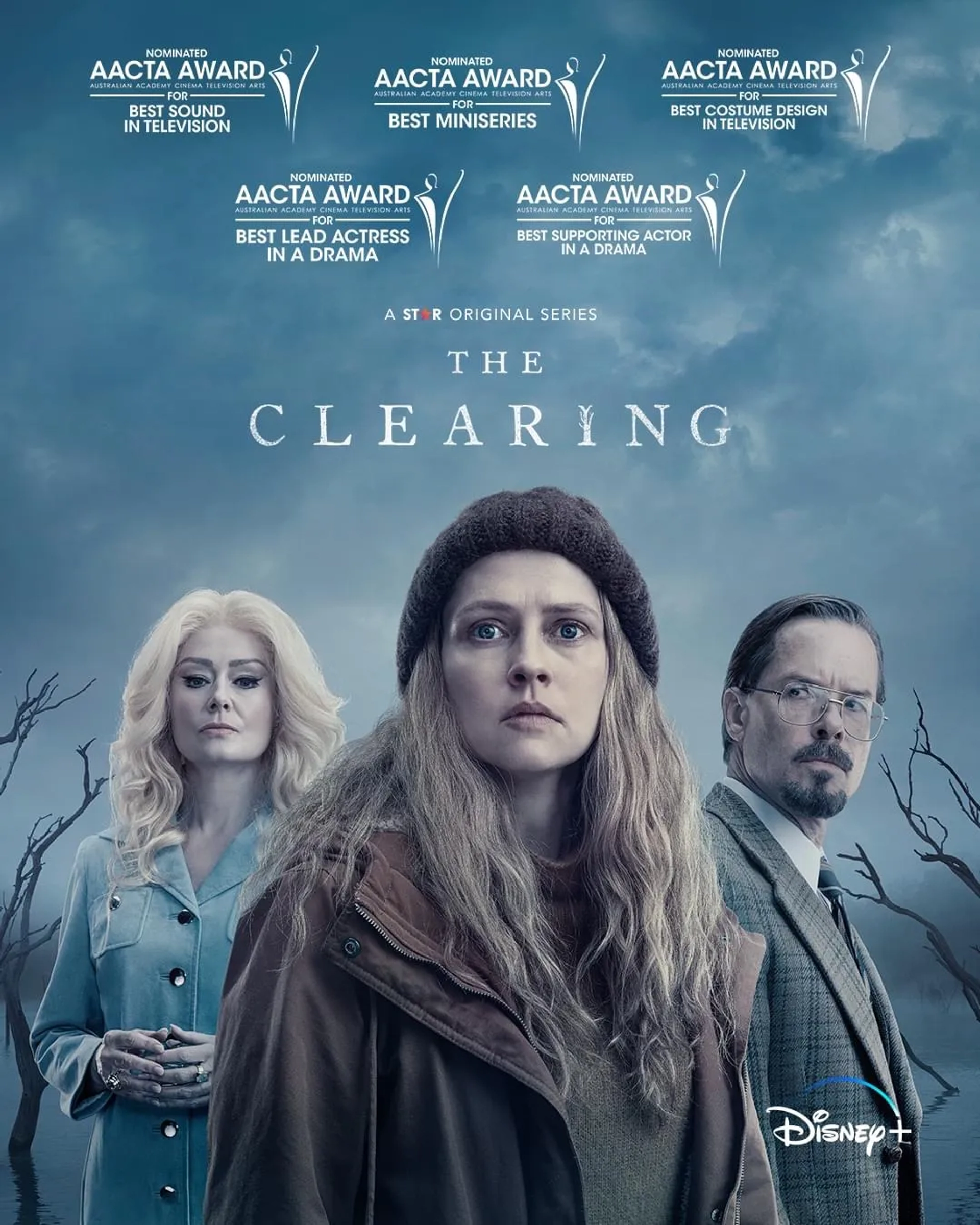 Miranda Otto, Guy Pearce, and Teresa Palmer in The Clearing (2023)