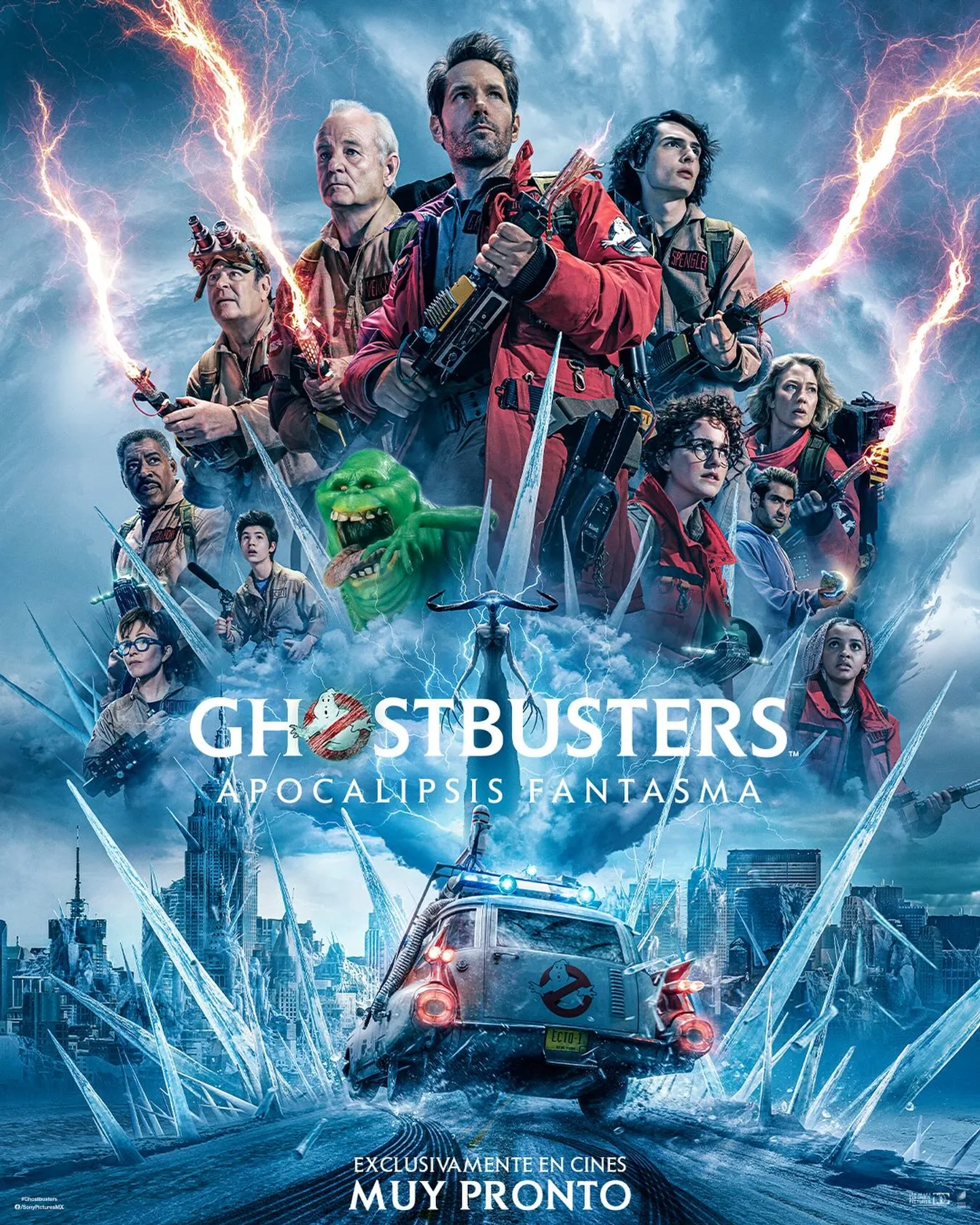 Dan Aykroyd, Bill Murray, Ernie Hudson, Annie Potts, Paul Rudd, Logan Kim, Kevin Mangold, Ian Whyte, Kumail Nanjiani, Carrie Coon, Mckenna Grace, Finn Wolfhard, and Celeste O'Connor in Ghostbusters: Frozen Empire (2024)