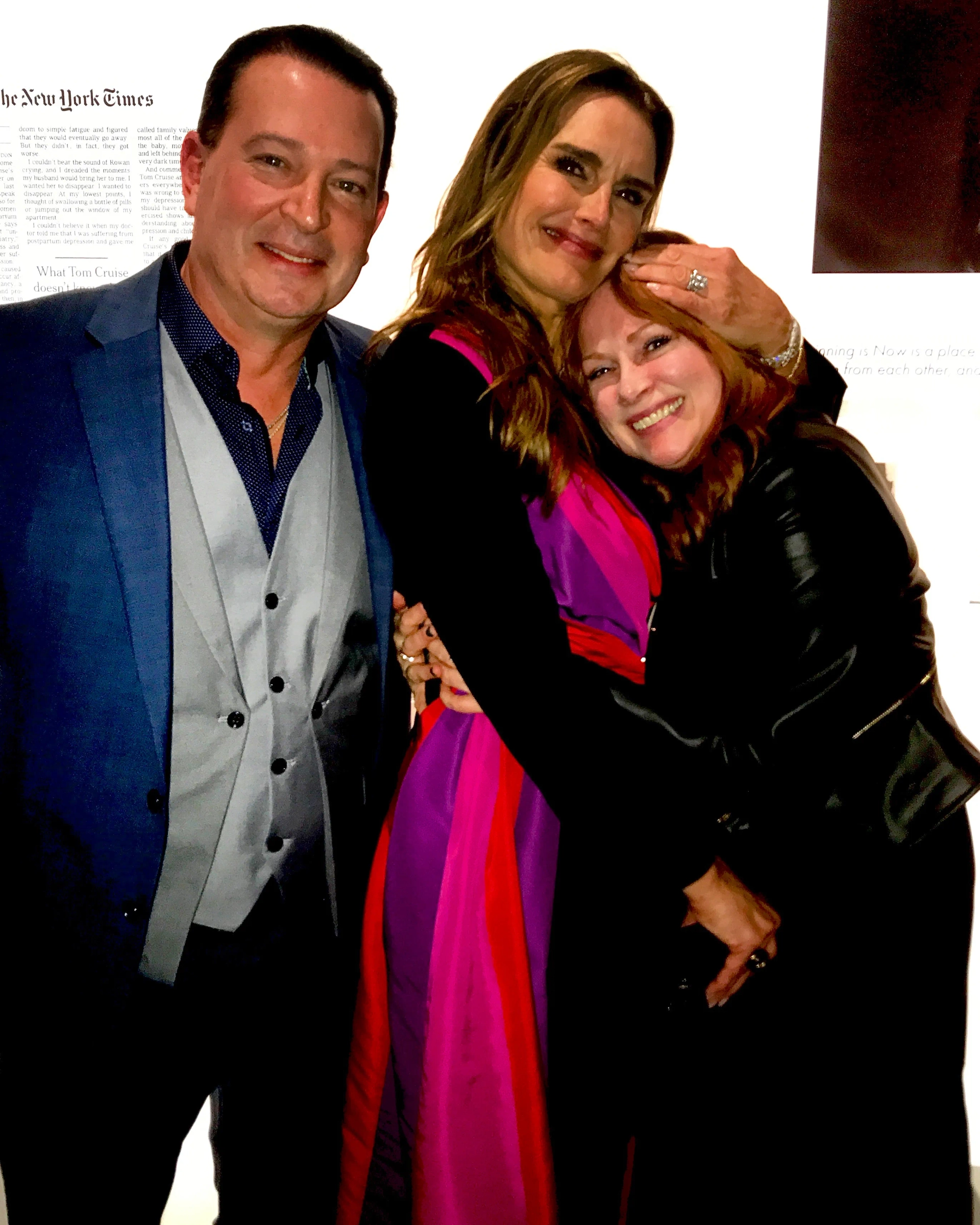 Christian Keiber celebrating w/first cousins, Brooke Shields & Kerry McGann at premiere of “Pretty Baby: Brooke Shields” documentary.