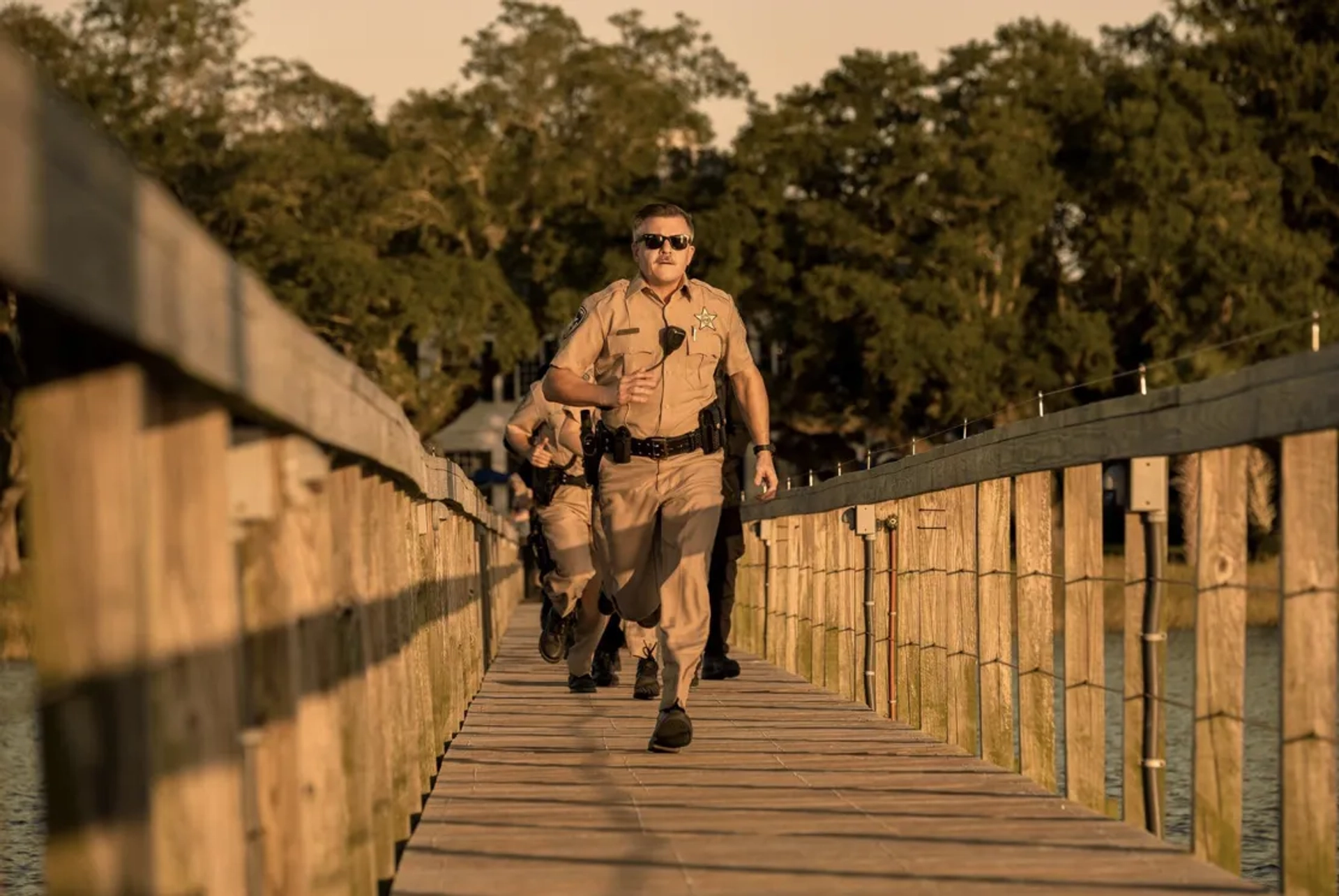 Season 2, Outer Banks. Shoupe (Cullen Moss) runs down the longest dock in the history of mankind.