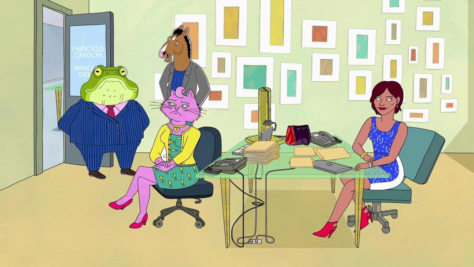 Kristin Chenoweth, Stephen Colbert, and Amy Sedaris in BoJack Horseman (2014)