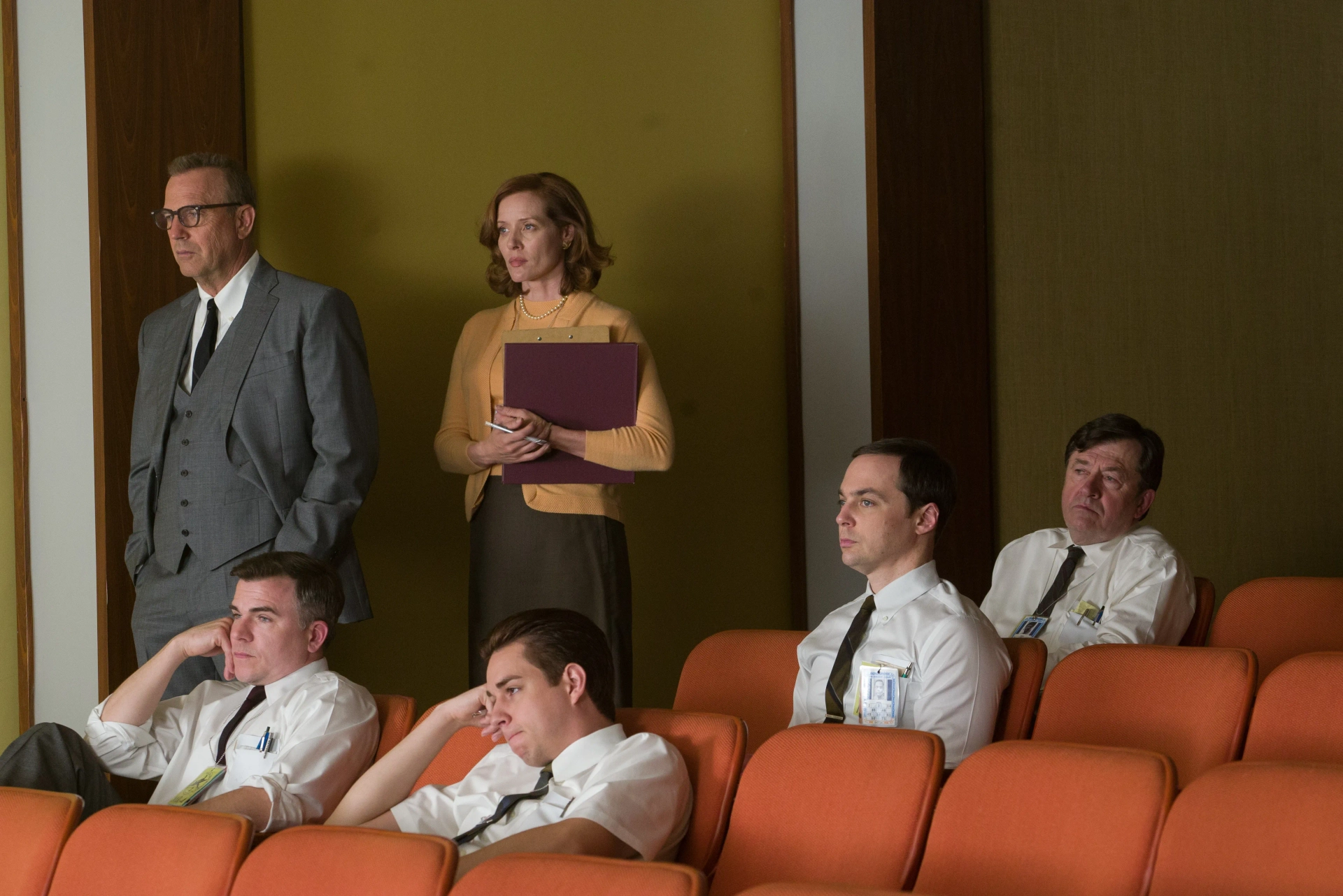 In Hidden Figures, as Mission Control Commander... not good news in the screening room. With Kevin Costner, Kurt Krause, Kimberly Quinn Melfi, Jim Parsons, and Olek Krupa