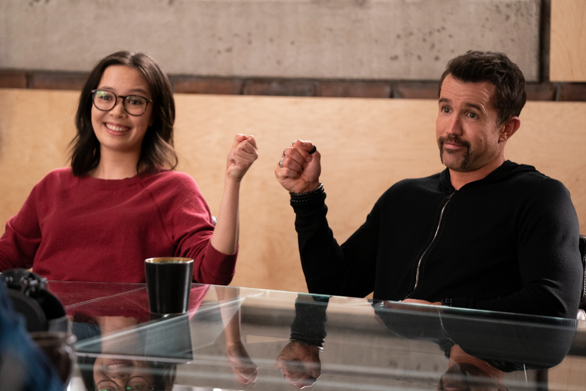 Rob McElhenney and Charlotte Nicdao in Mythic Quest (2020)