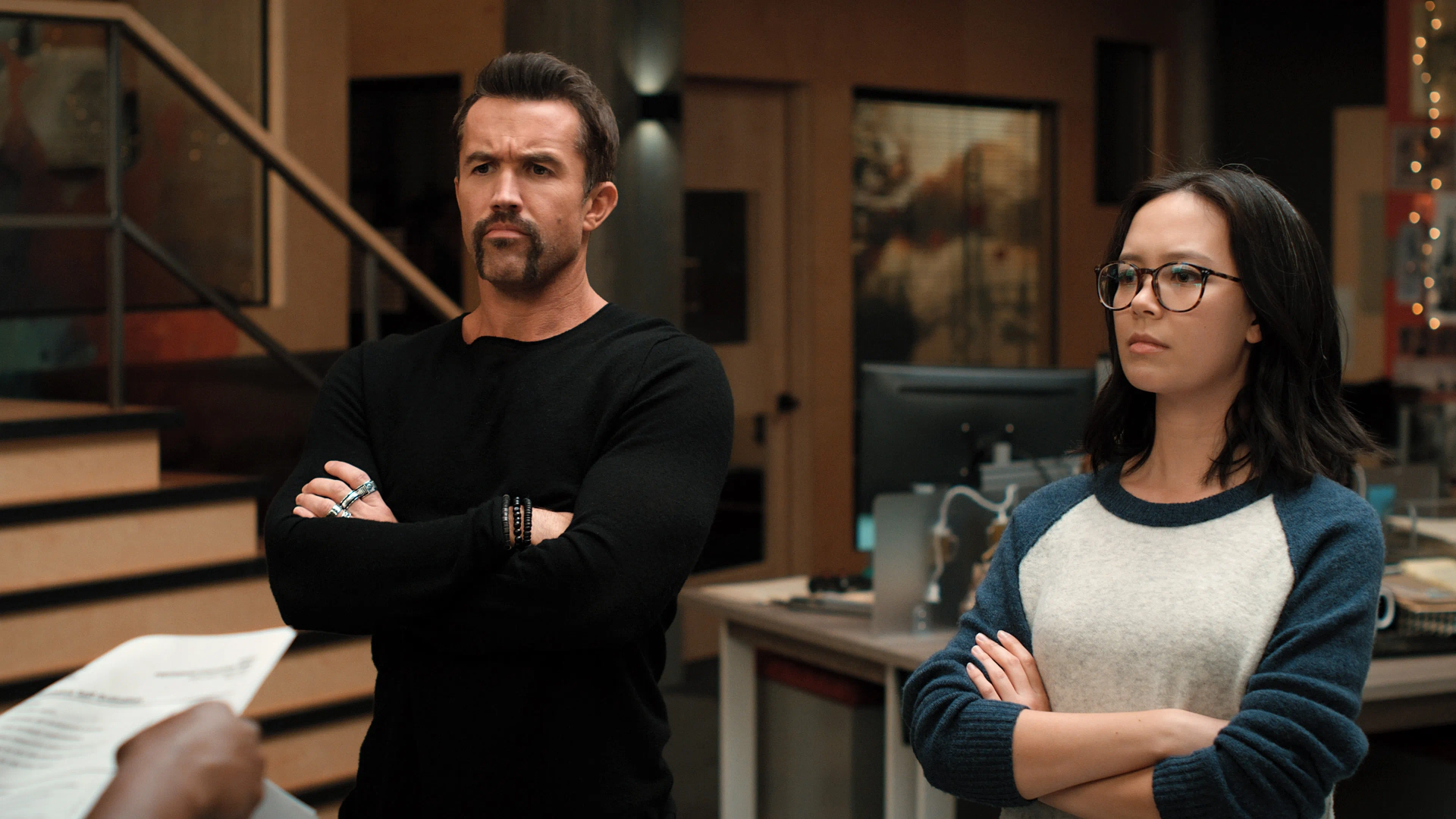 Rob McElhenney and Charlotte Nicdao in Mythic Quest (2020)