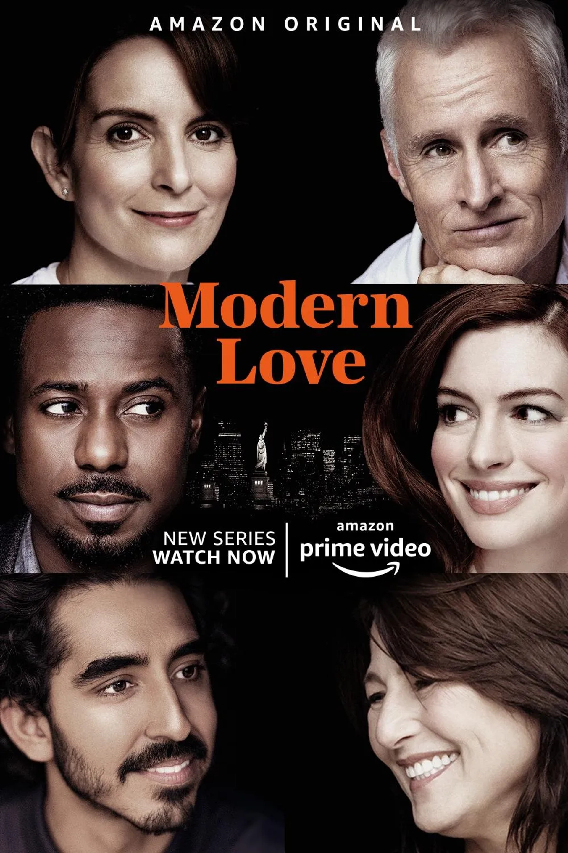 Catherine Keener, Anne Hathaway, Tina Fey, John Slattery, and Dev Patel in Modern Love (2019)