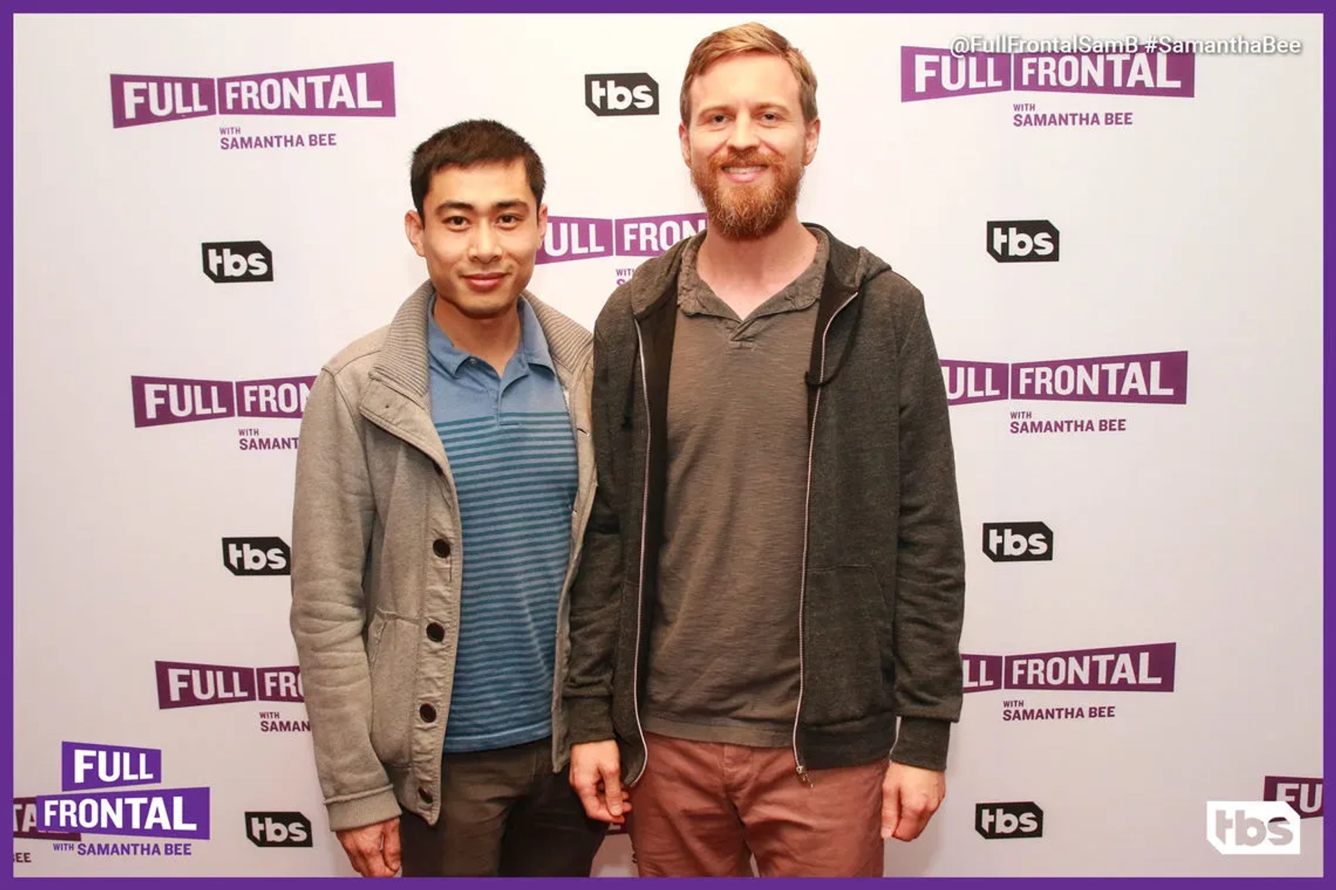 William Ngo and Alexander Holdt at an Emmys FYC event for Full Frontal with Samantha Bee