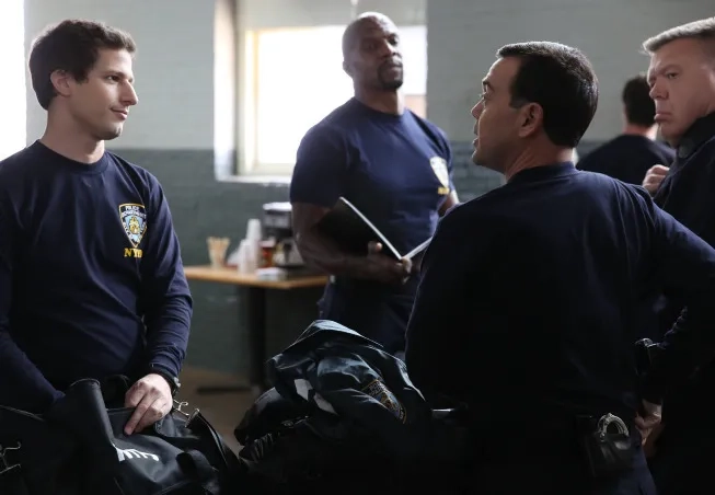 Terry Crews, Joe Lo Truglio, Joel McKinnon Miller, and Andy Samberg in Brooklyn Nine-Nine (2013)