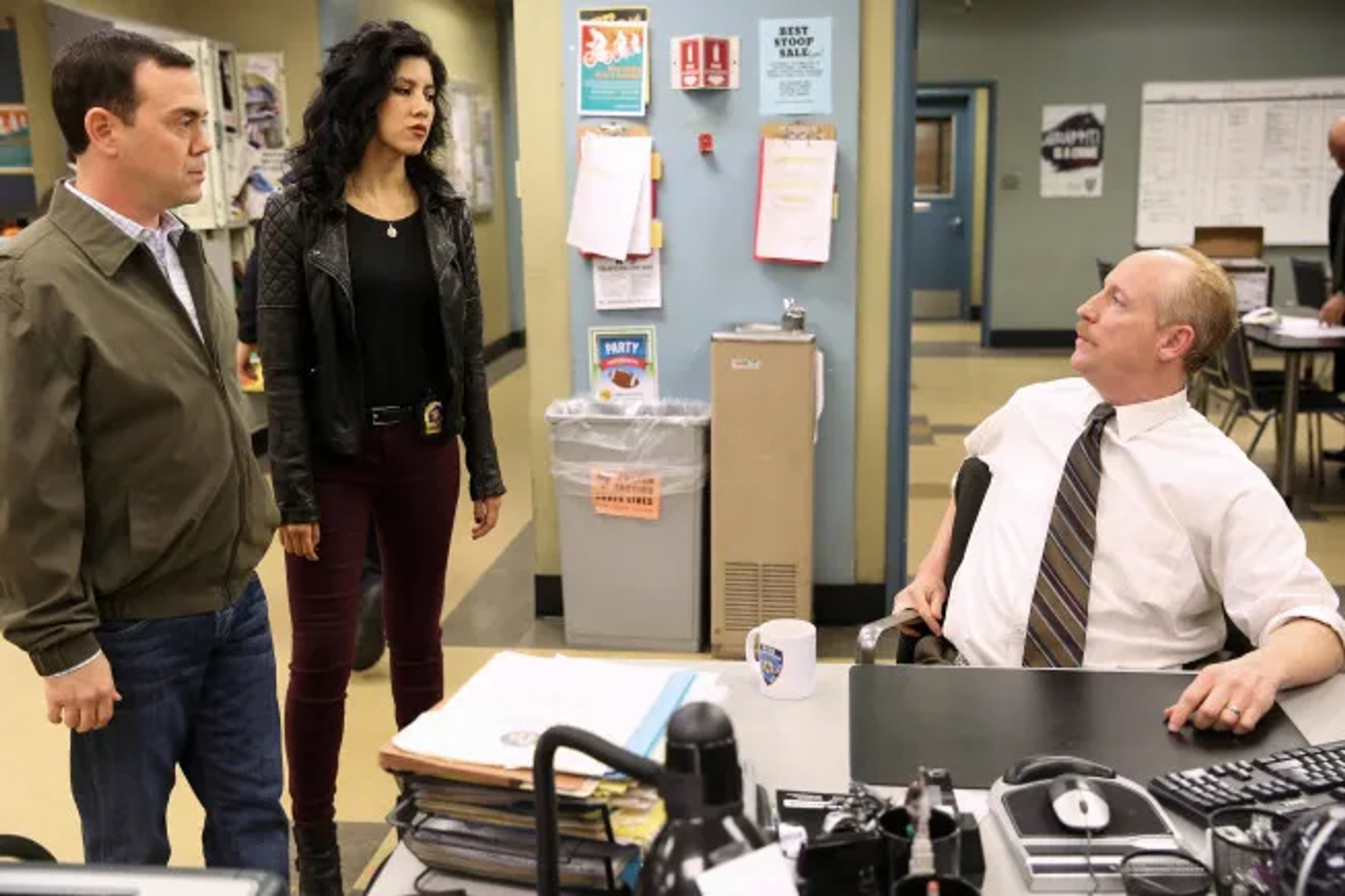 Joe Lo Truglio, Matt Walsh, and Stephanie Beatriz in Brooklyn Nine-Nine (2013)