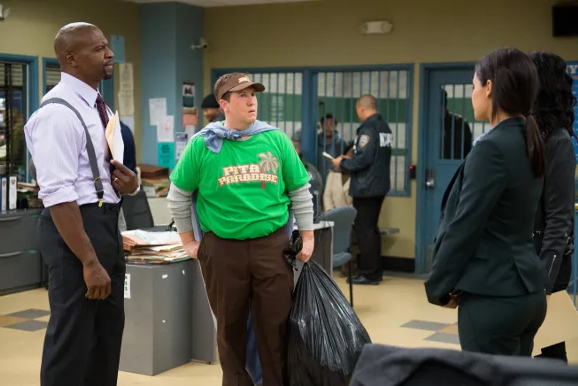 Terry Crews, Melissa Fumero, Nate Torrence, and Stephanie Beatriz in Brooklyn Nine-Nine (2013)