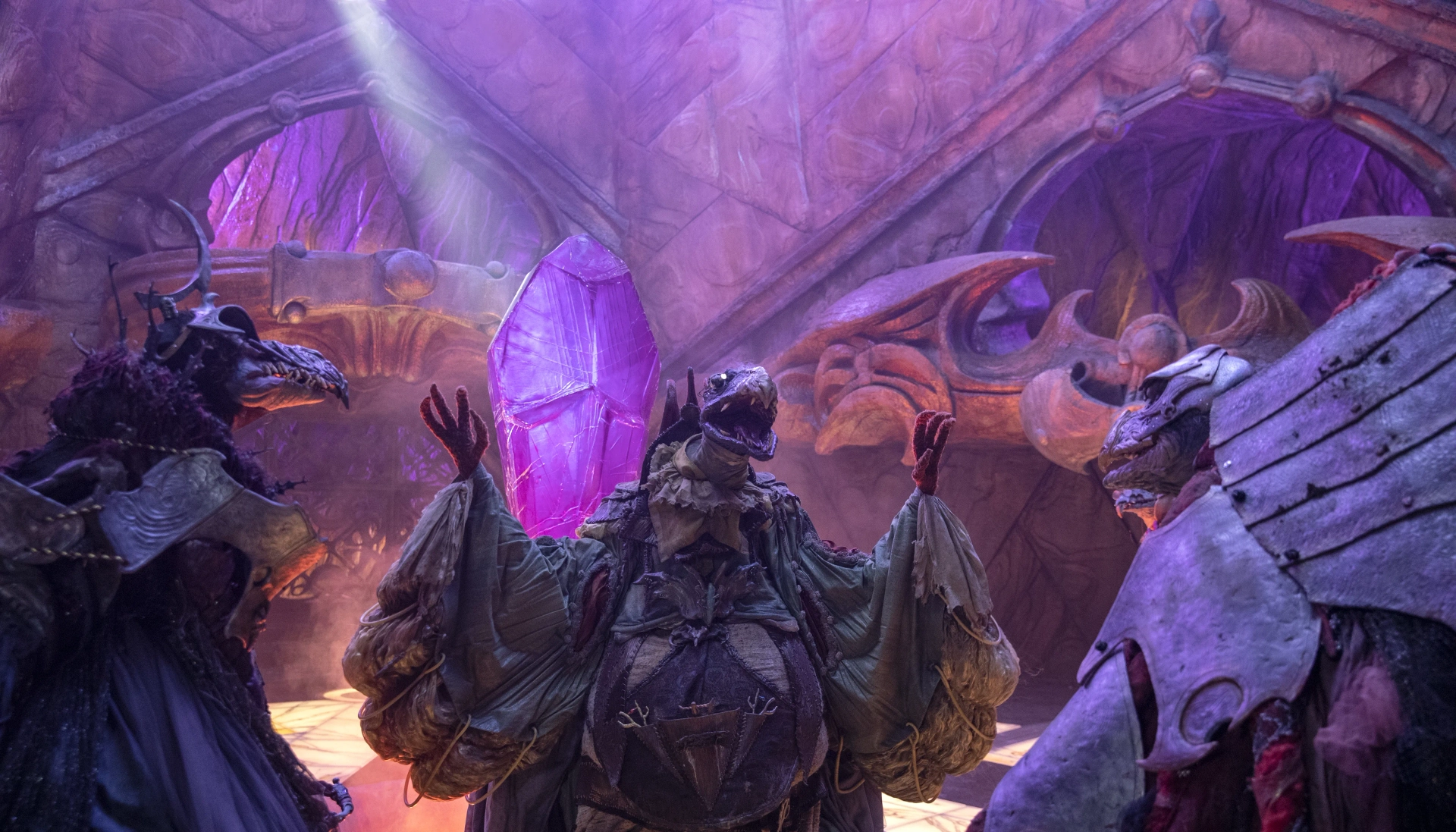 Mark Hamill, Jason Isaacs, Victor Yerrid, Keegan-Michael Key, Olly Taylor, and Dave Chapman in The Dark Crystal: Age of Resistance (2019)