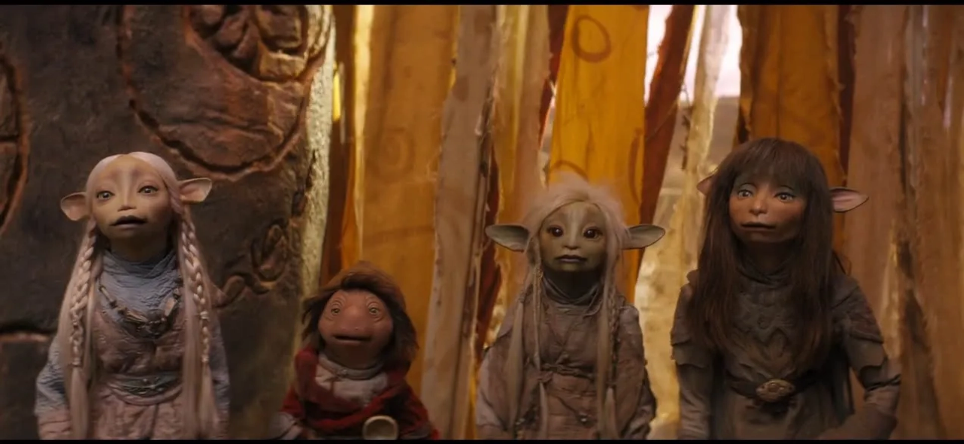 Victor Yerrid, Nathalie Emmanuel, Taron Egerton, and Anya Taylor-Joy in The Dark Crystal: Age of Resistance (2019)