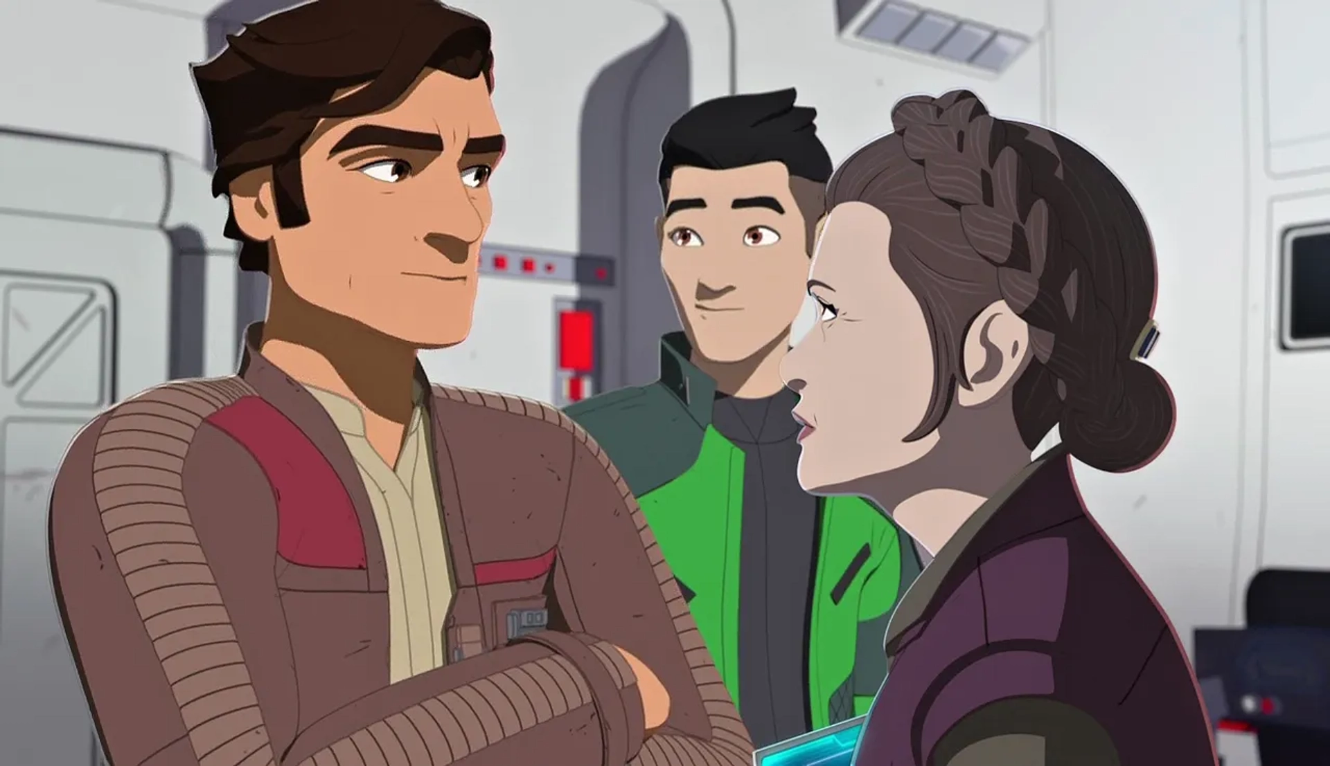 Carolyn Hennesy, Oscar Isaac, and Christopher Sean in Star Wars: Resistance (2018)