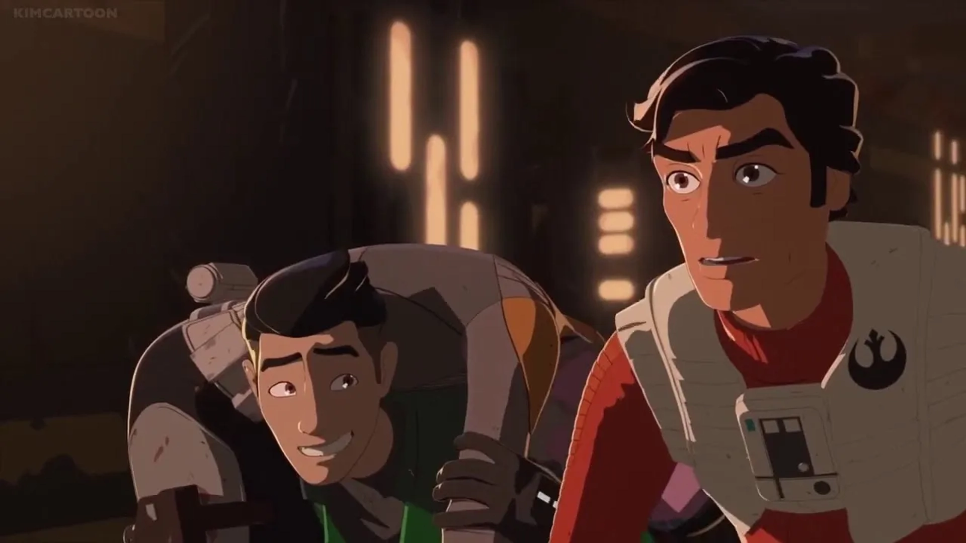 Oscar Isaac, Christopher Sean, and Nazneen Contractor in Star Wars: Resistance (2018)