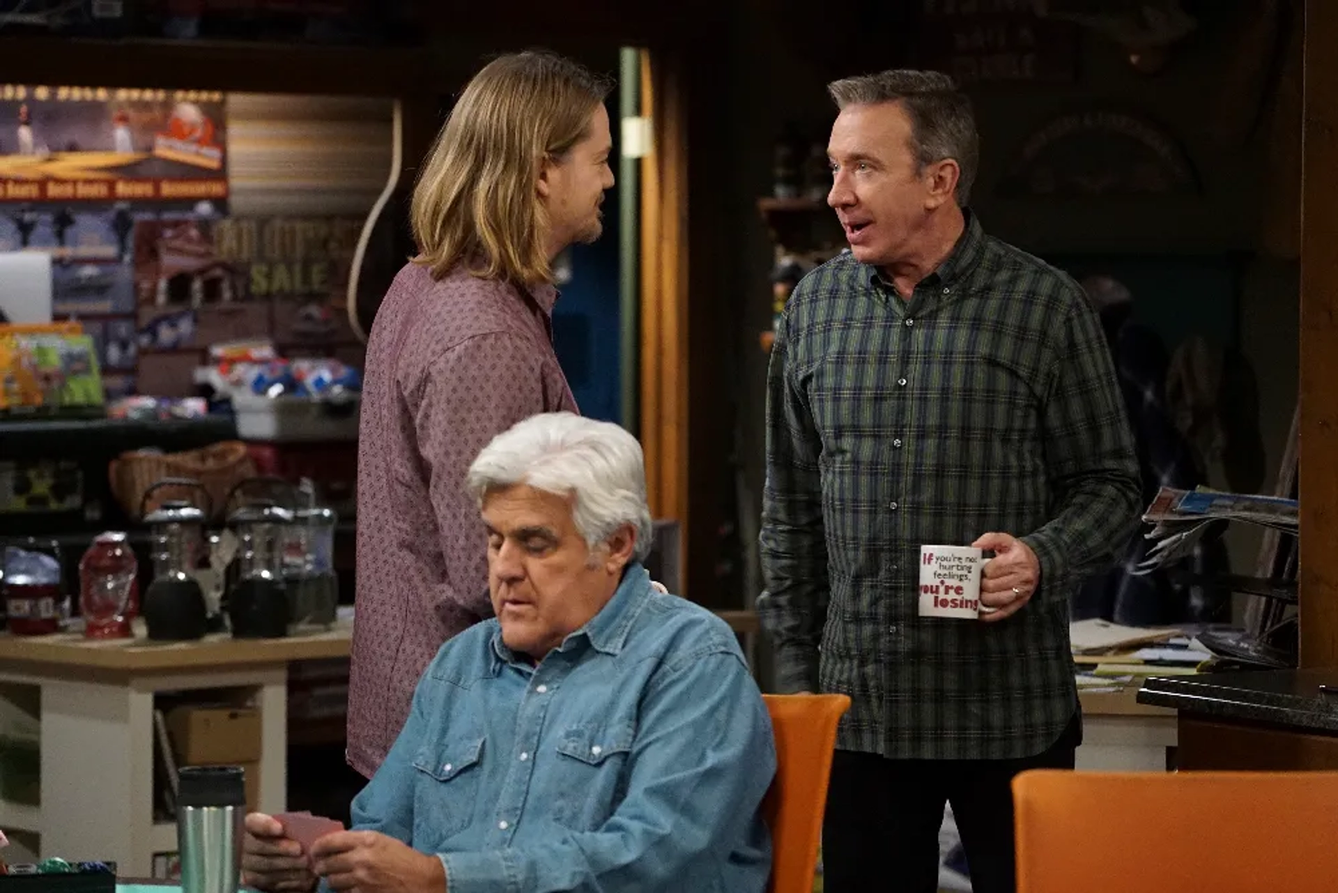 Tim Allen, Jay Leno, and Christoph Sanders in Last Man Standing (2011)