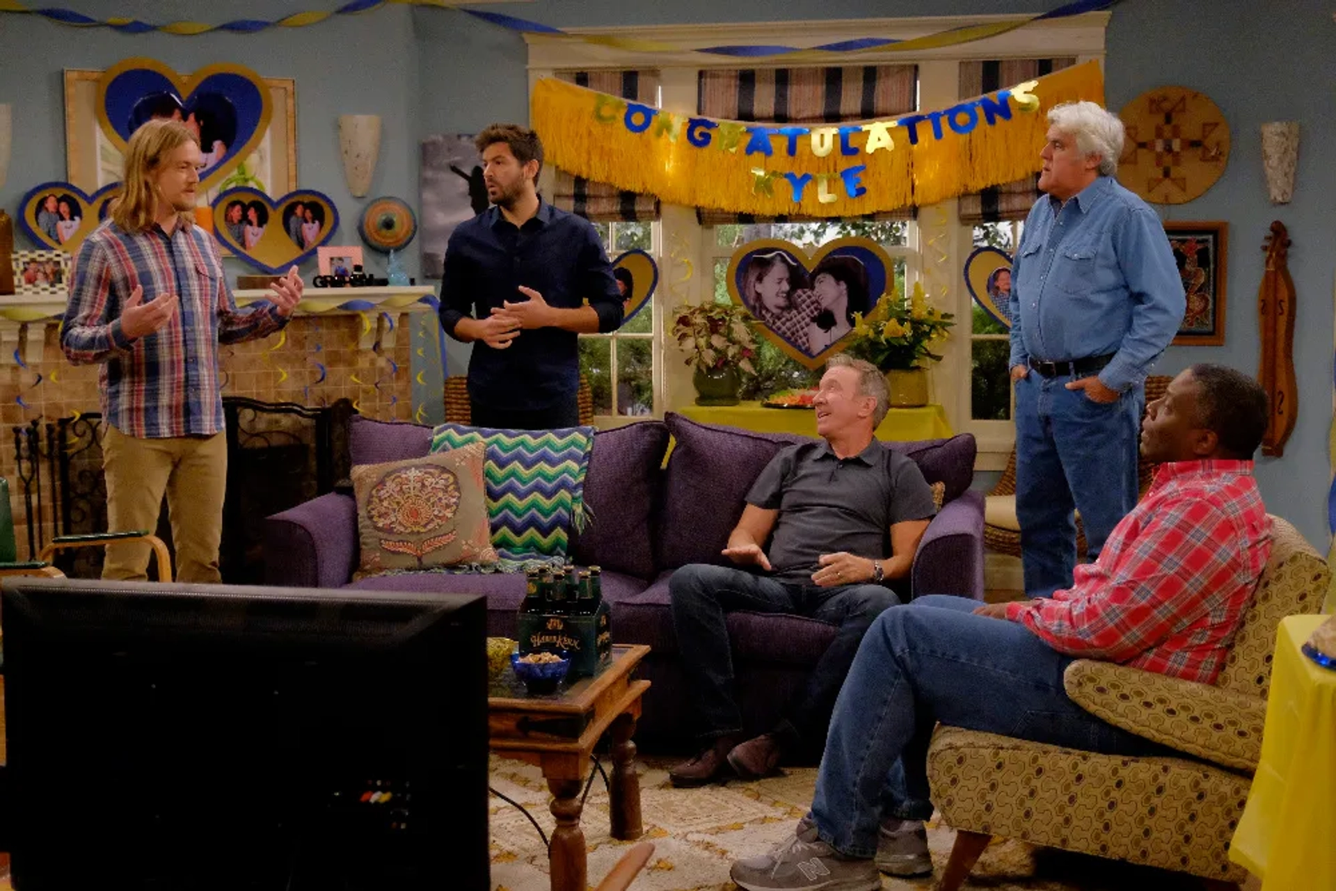 Tim Allen, Jay Leno, Jonathan Adams, Jordan Masterson, and Christoph Sanders in Last Man Standing (2011)