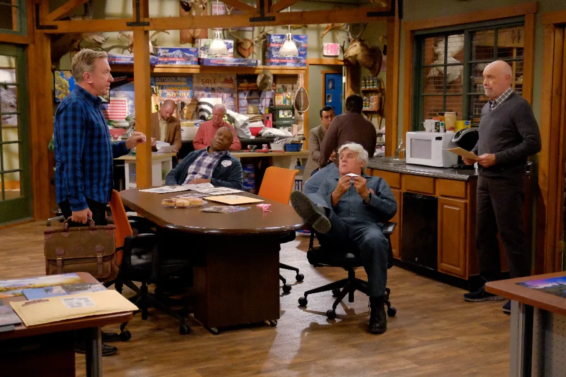 Tim Allen, Hector Elizondo, Jay Leno, and Jonathan Adams in Last Man Standing (2011)