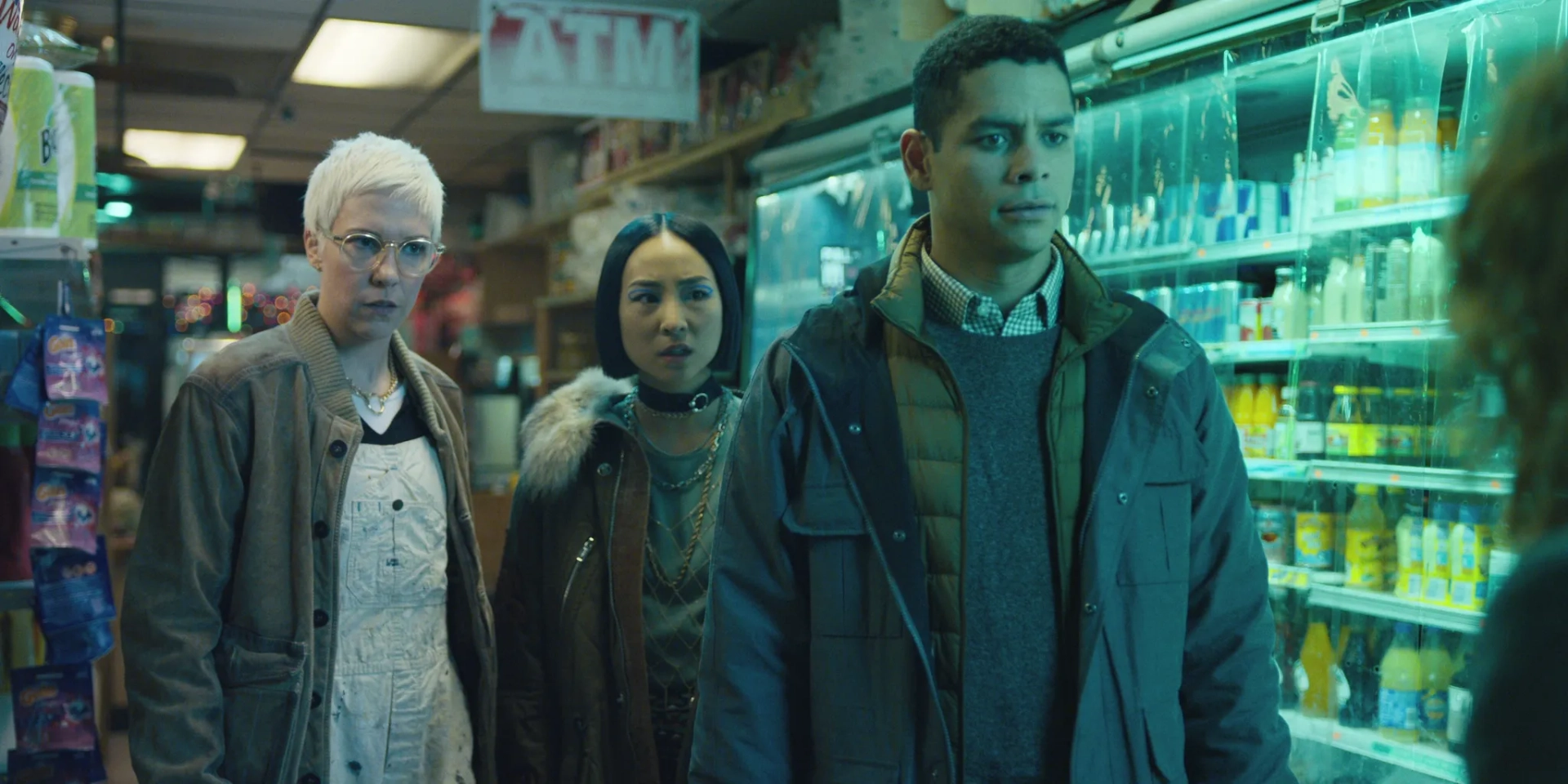 Charlie Barnett, Greta Lee, and Rebecca Henderson in Russian Doll (2019)