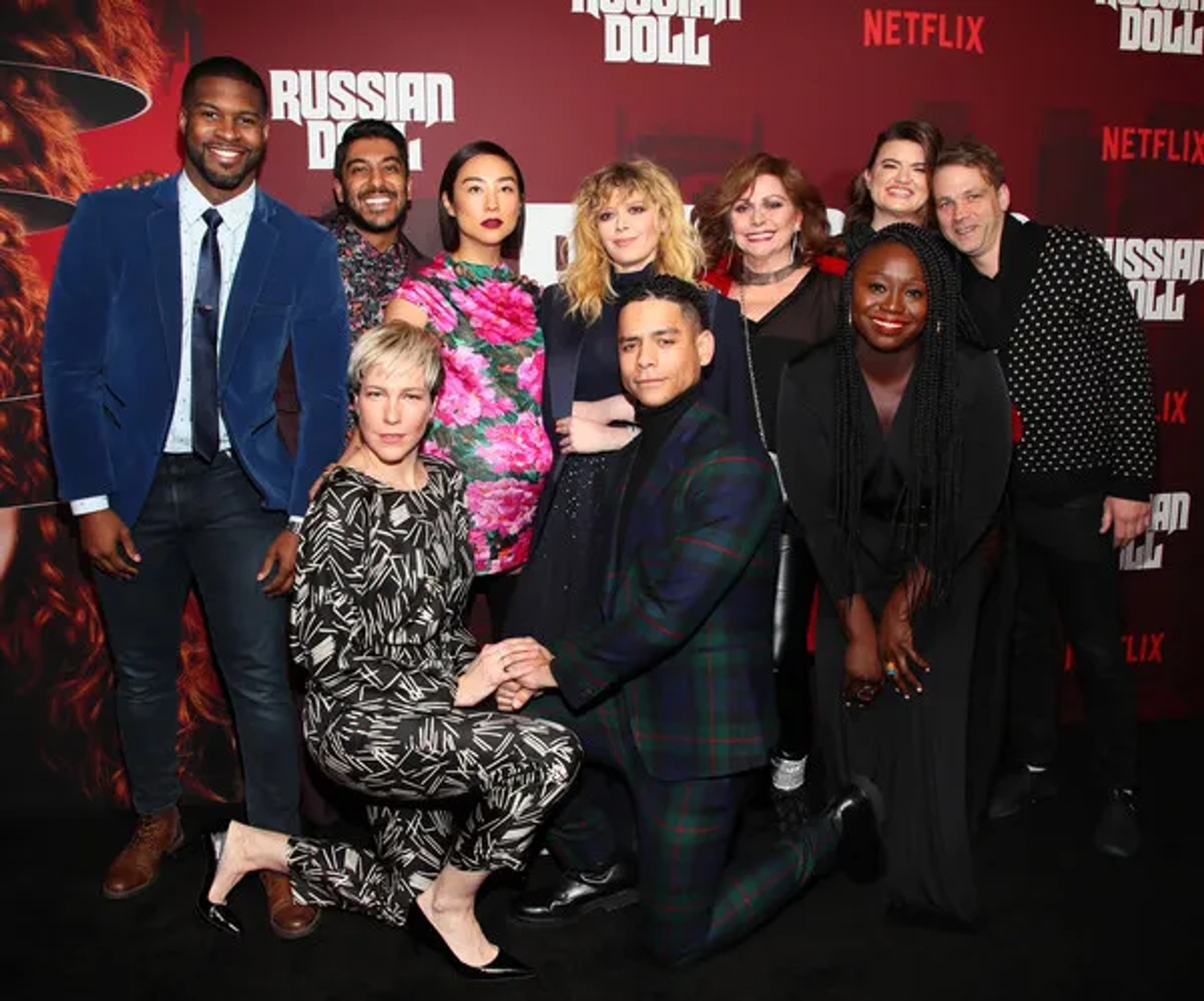 Branden Wellington, Ritesh Rajan, Rebecca Henderson, Greta Lee, Natasha Lyonne, Charlie Barnett, Elizabeth Ashley, Leslye Headland, Jocelyn Bioh and Brendan Sexton III attend "Russian Doll" Premiere at The Metrograph on January 23, 2019 in New York City.