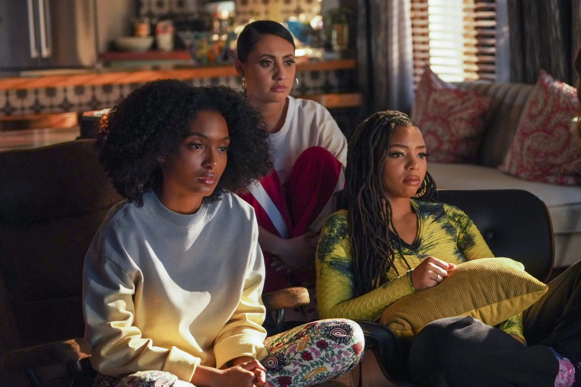 Francia Raisa and Yara Shahidi in Grown-ish: A BOY IS A GUN* (2021)