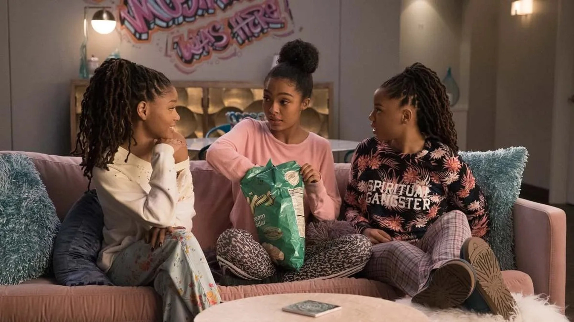 Chloe Bailey, Halle Bailey, and Yara Shahidi in Grown-ish (2018)