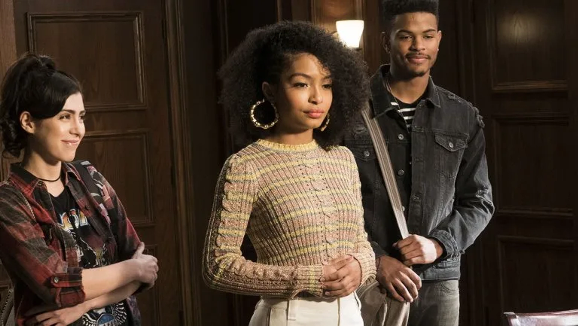 Francia Raisa, Yara Shahidi, and Trevor Jackson in Grown-ish (2018)