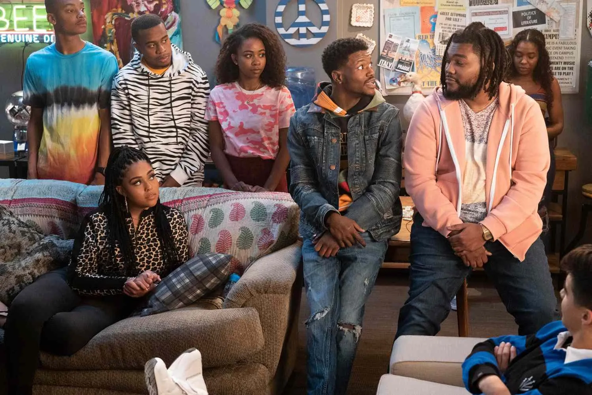 Miles Dausuel, D.C. Young Fly, & Jordyn Woods in an episode of Grown-ish