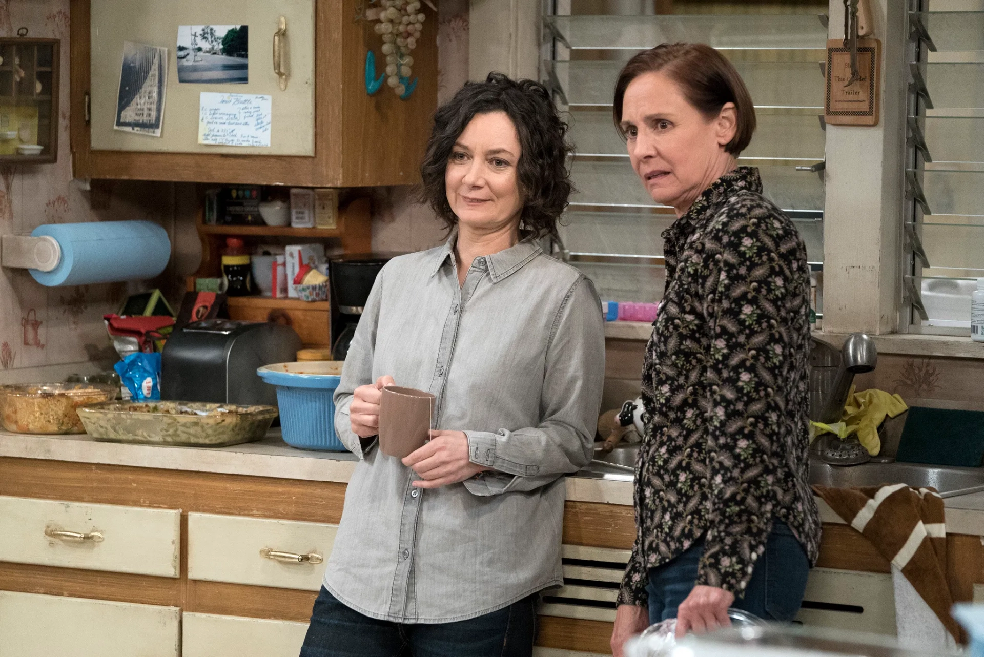 Sara Gilbert and Laurie Metcalf in The Conners (2018)