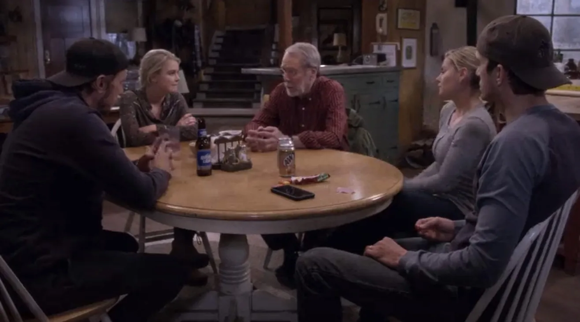 Ashton Kutcher, Elisha Cuthbert, Martin Mull, Dax Shepard, and Kelli Goss in The Ranch (2016)