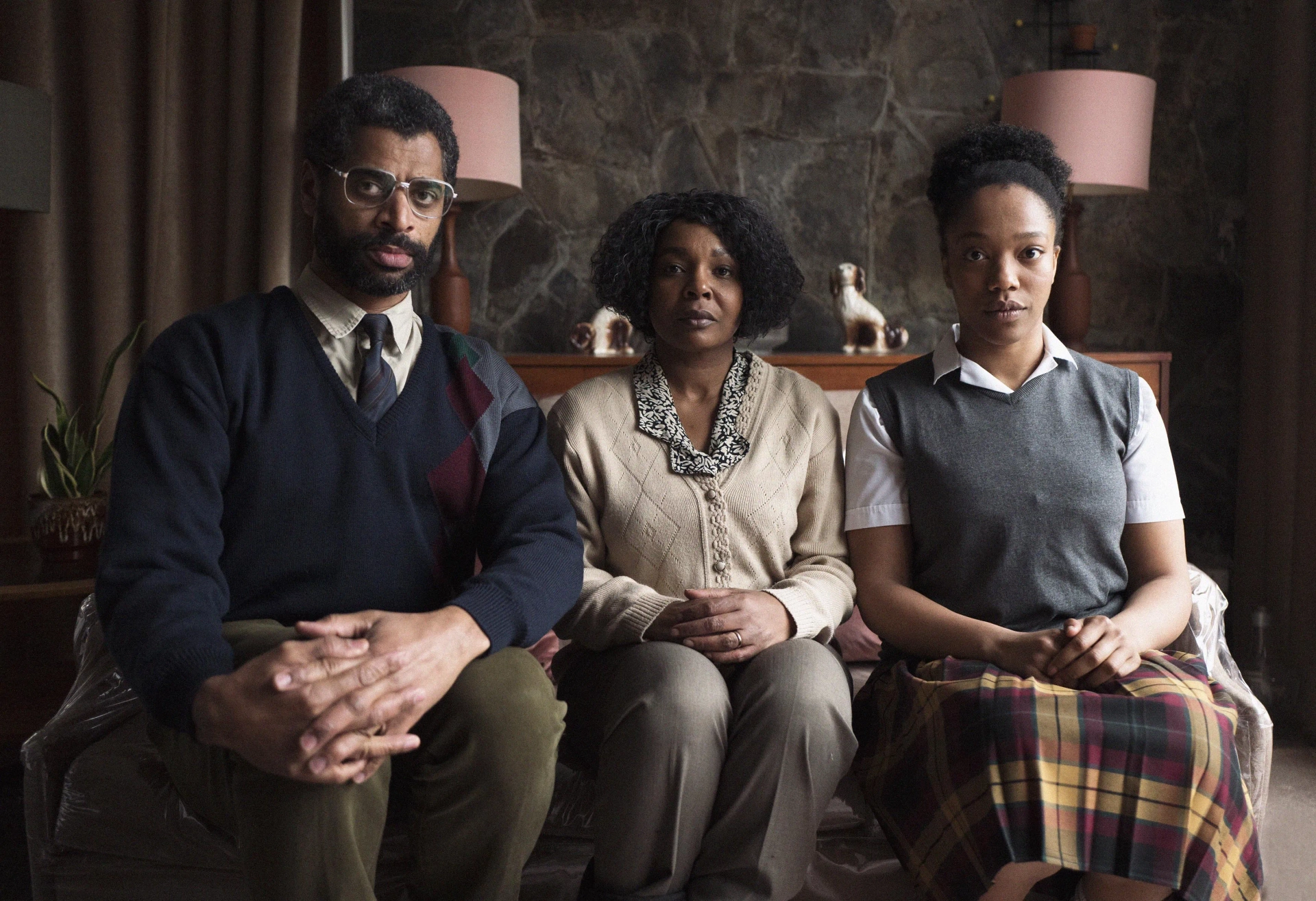 Karl Collins, Nadine Marshall, and Naomi Ackie in The End of the F***ing World (2017)