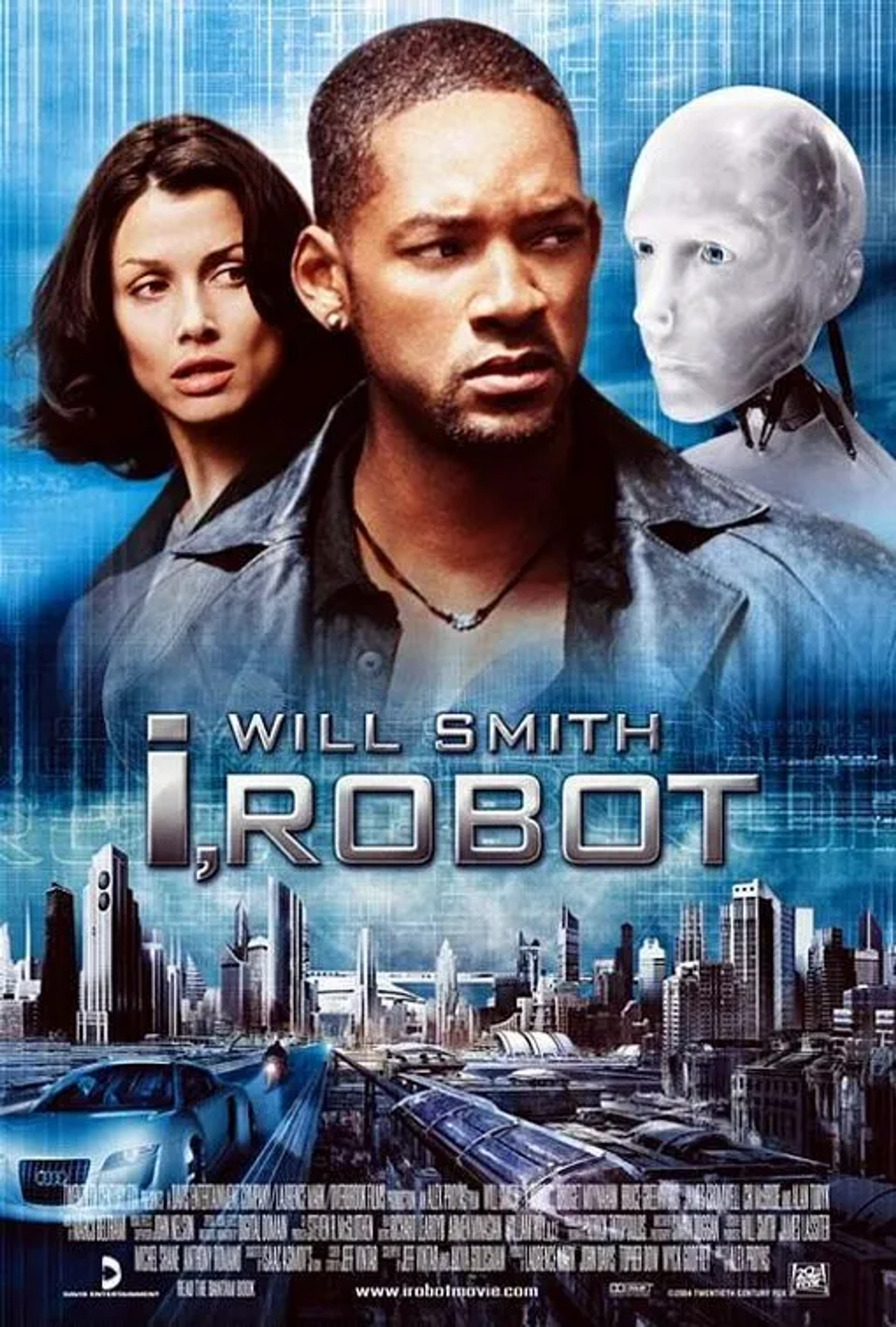 Will Smith, Bridget Moynahan, and Alan Tudyk in I, Robot (2004)