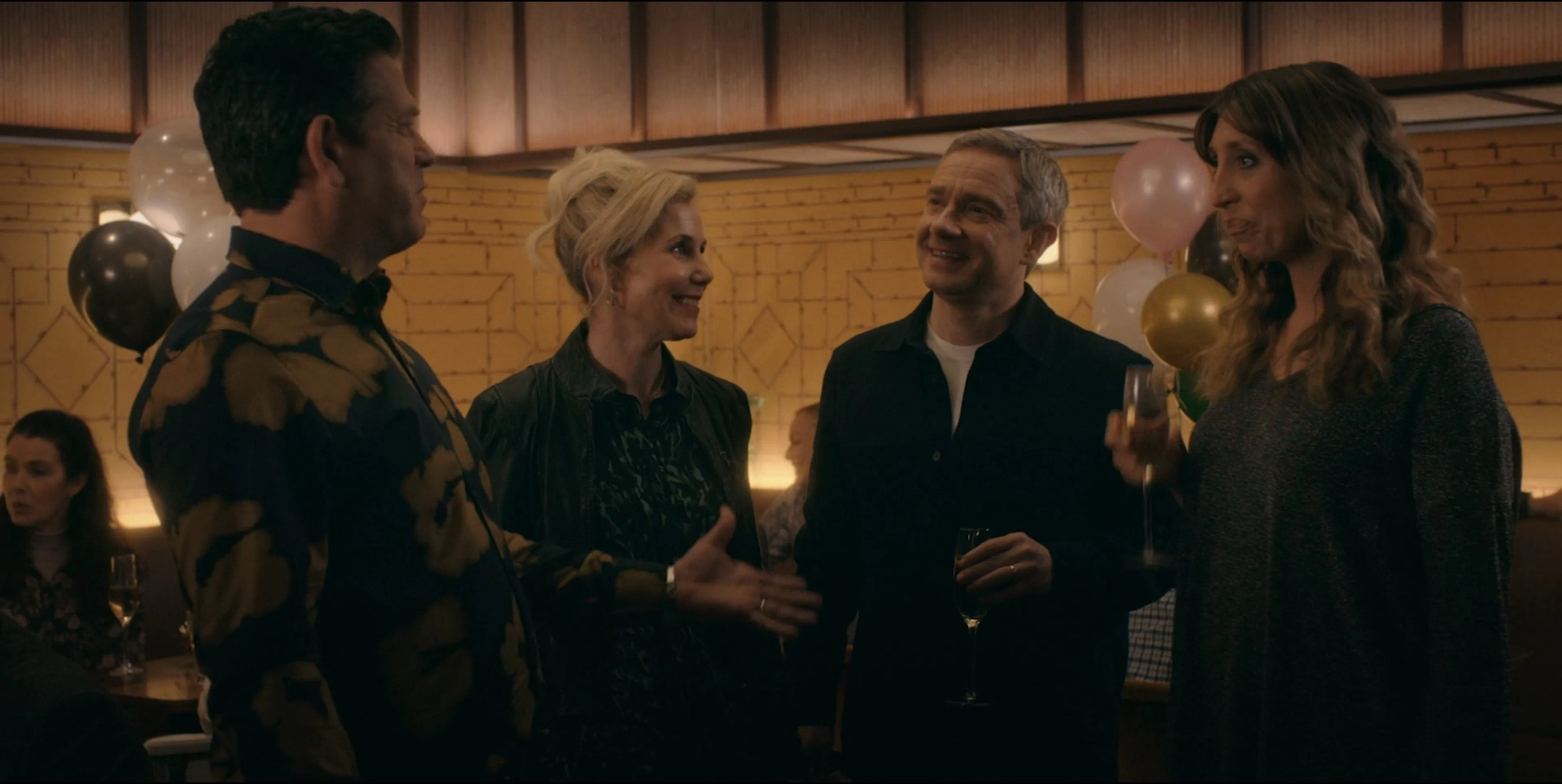 Patrick Baladi, Martin Freeman, Daisy Haggard, and Sally Phillips in Breeders: No More Part One (2022)