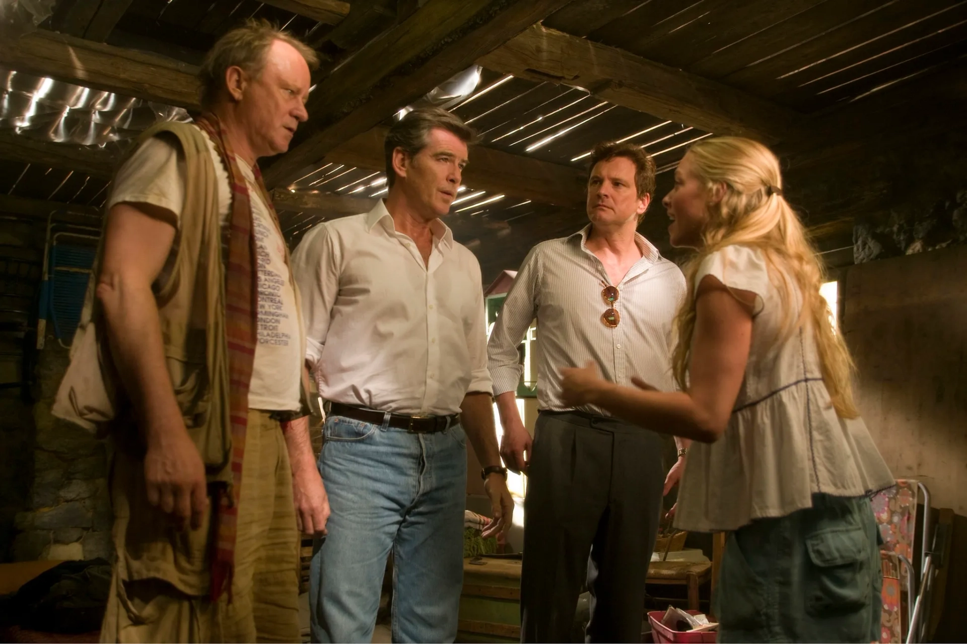 Pierce Brosnan, Colin Firth, Stellan Skarsgård, and Amanda Seyfried in Mamma Mia! (2008)