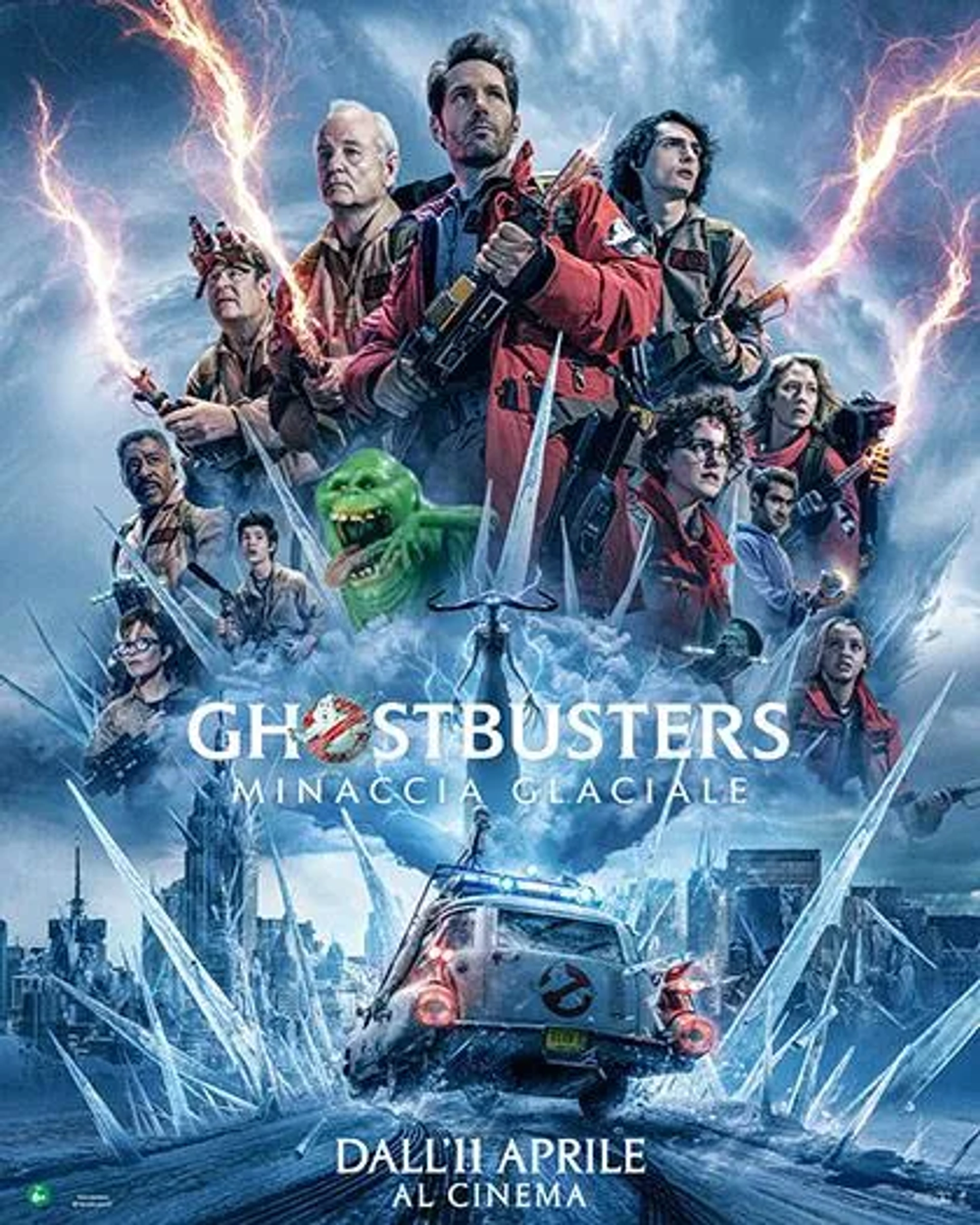 Dan Aykroyd, Bill Murray, Ernie Hudson, Annie Potts, Paul Rudd, Logan Kim, Ian Whyte, Kumail Nanjiani, Carrie Coon, Mckenna Grace, Finn Wolfhard, and Celeste O'Connor in Ghostbusters: Frozen Empire (2024)