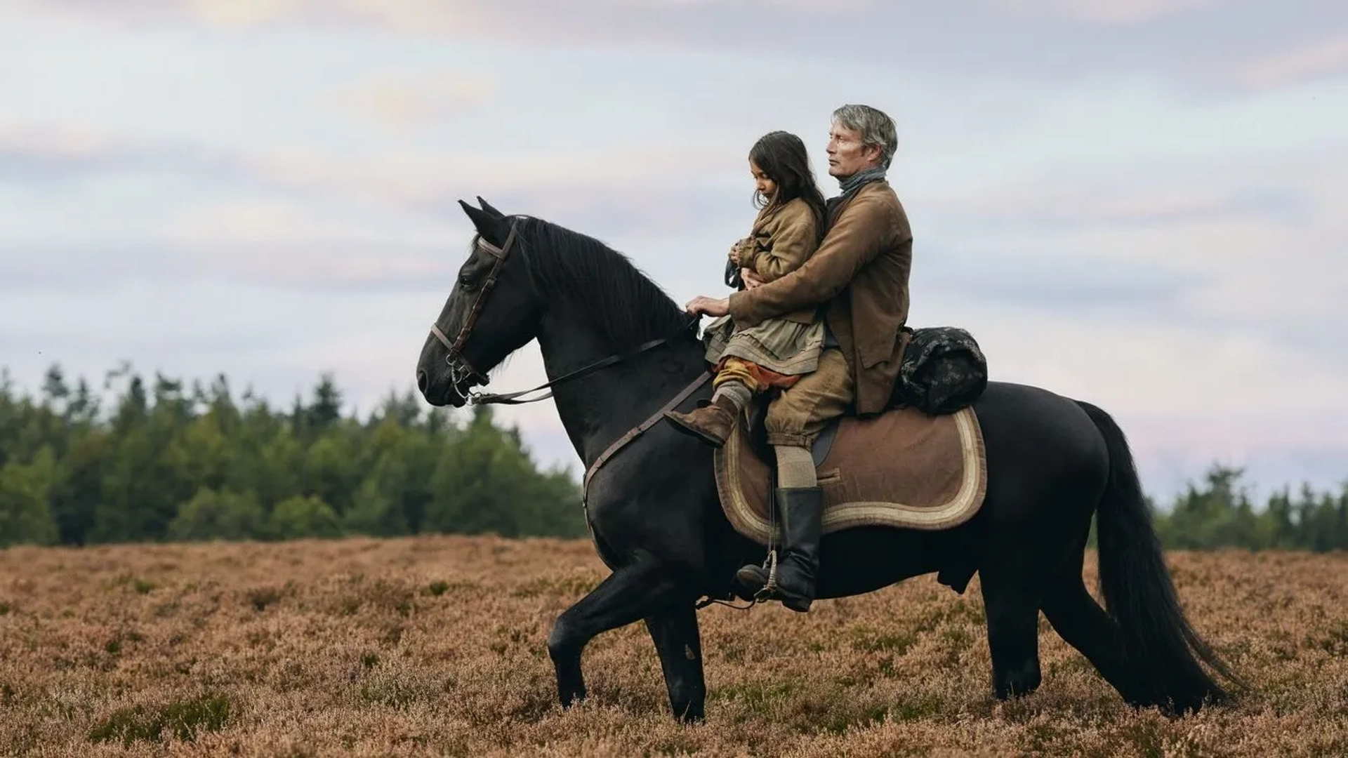 Mads Mikkelsen and Melina Hagberg in The Promised Land (2023)