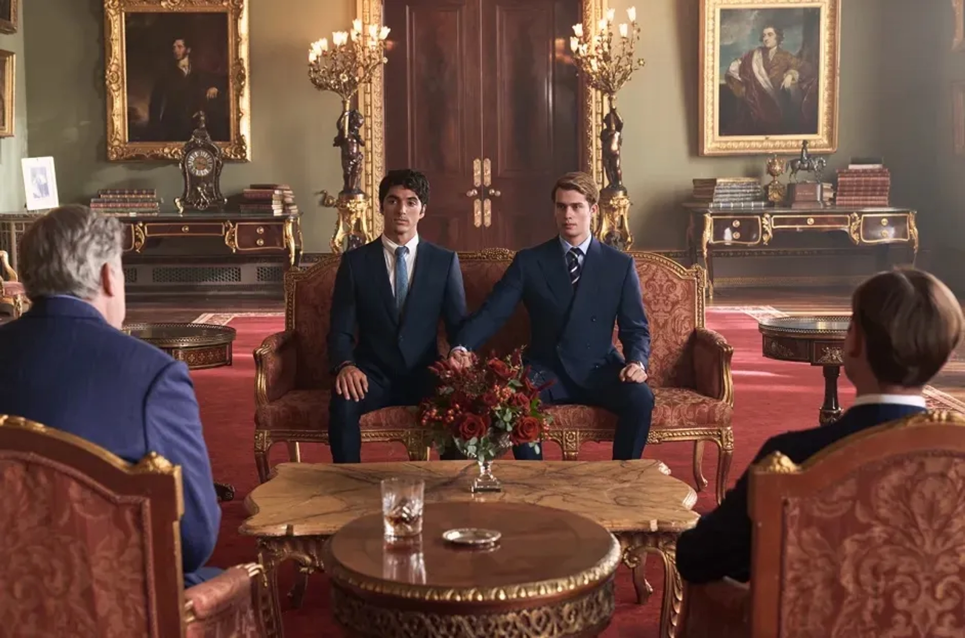 Thomas Flynn, Taylor Zakhar Perez, and Nicholas Galitzine in Red, White & Royal Blue (2023)