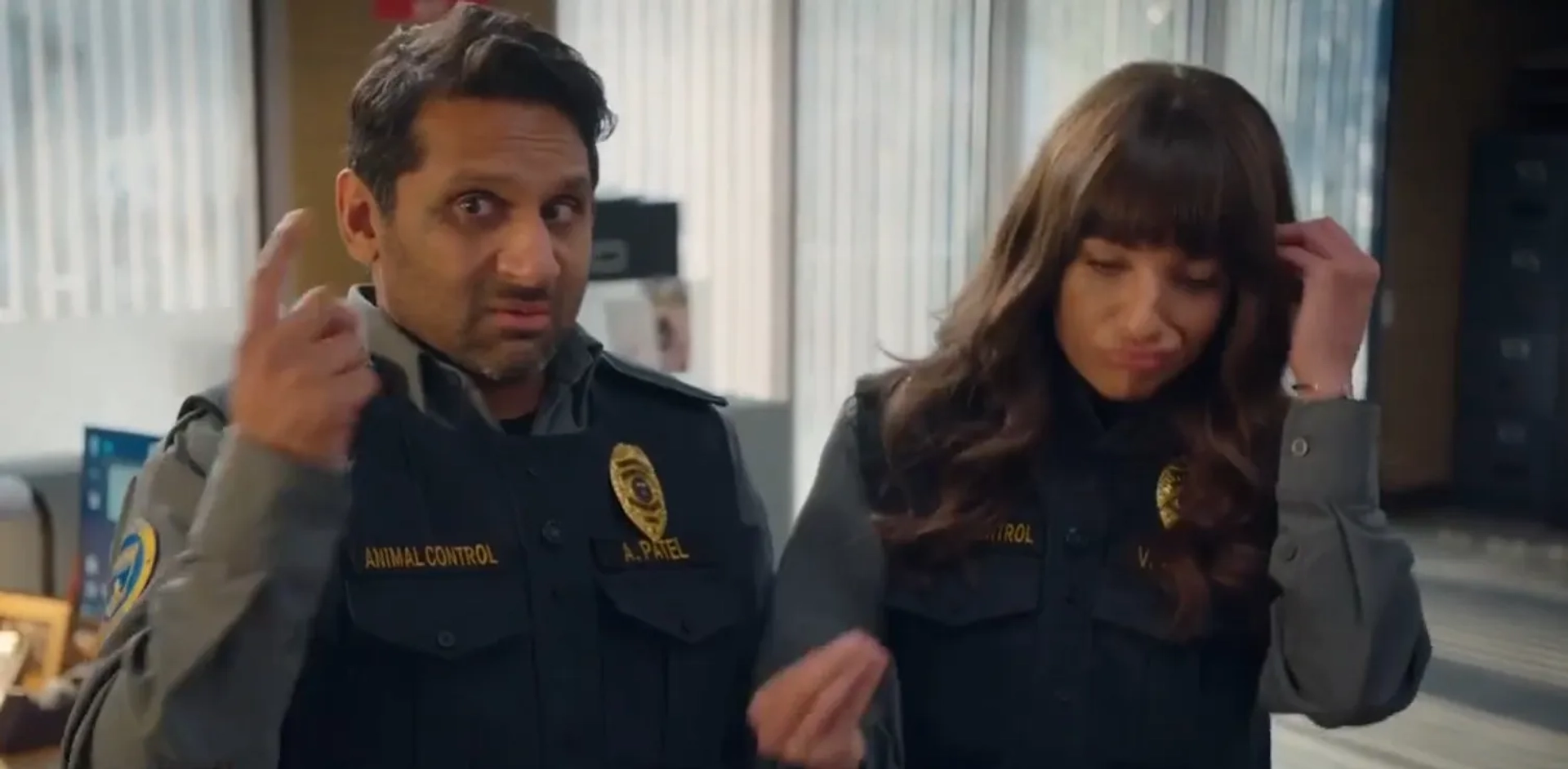 Ravi Patel and Grace Palmer in Animal Control (2023)